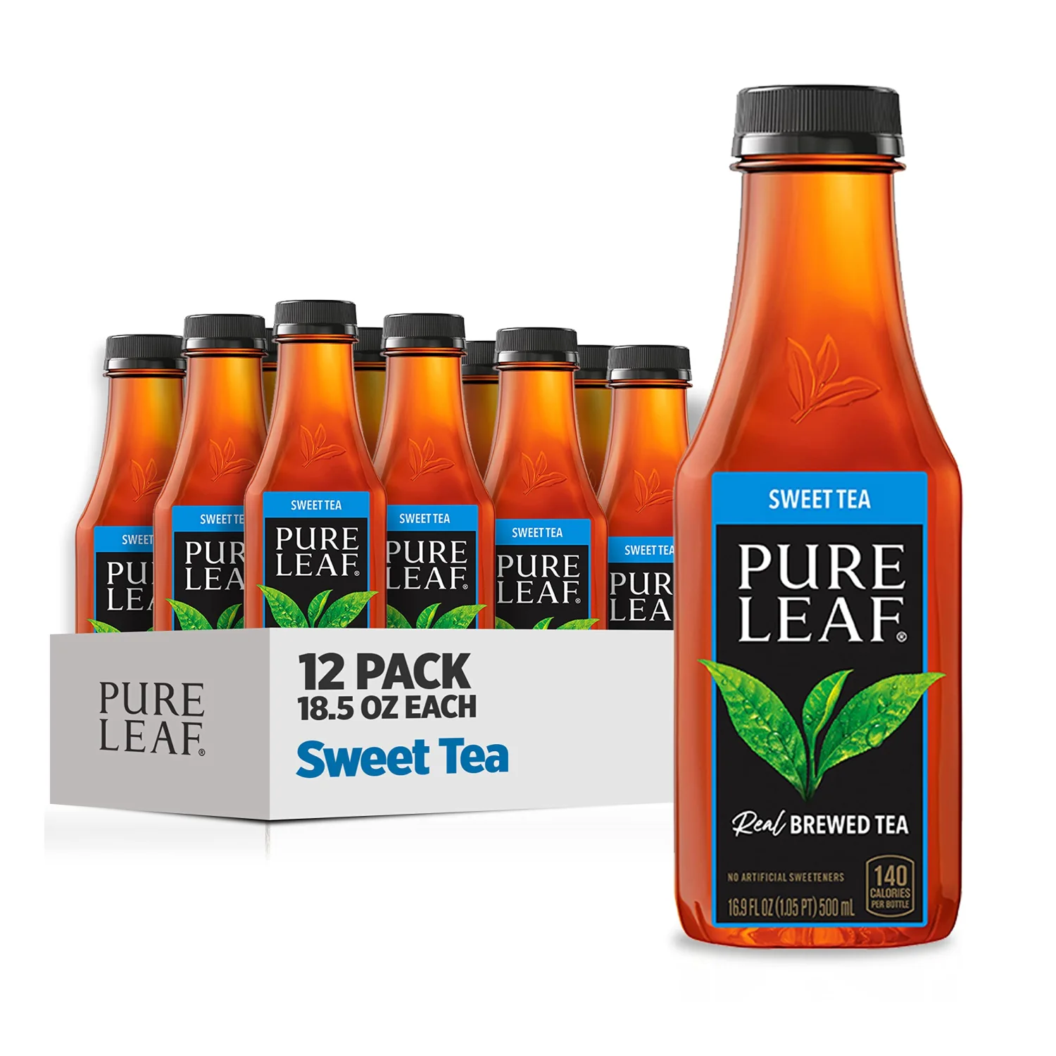 Pure Leaf Iced Tea, Sweet Tea, Real Brewed Tea, 18.5 Fl Oz Bottles (Pack of 12)