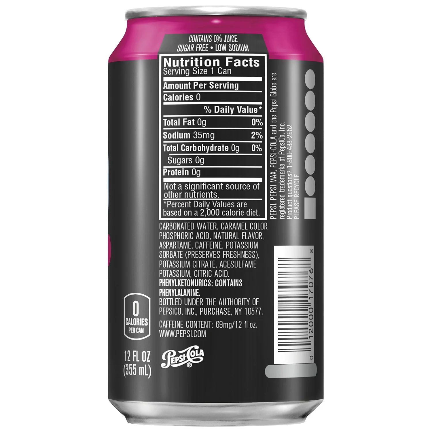 Pepsi Zero Sugar Wild Cherry, 12 oz Cans (36 cans)
