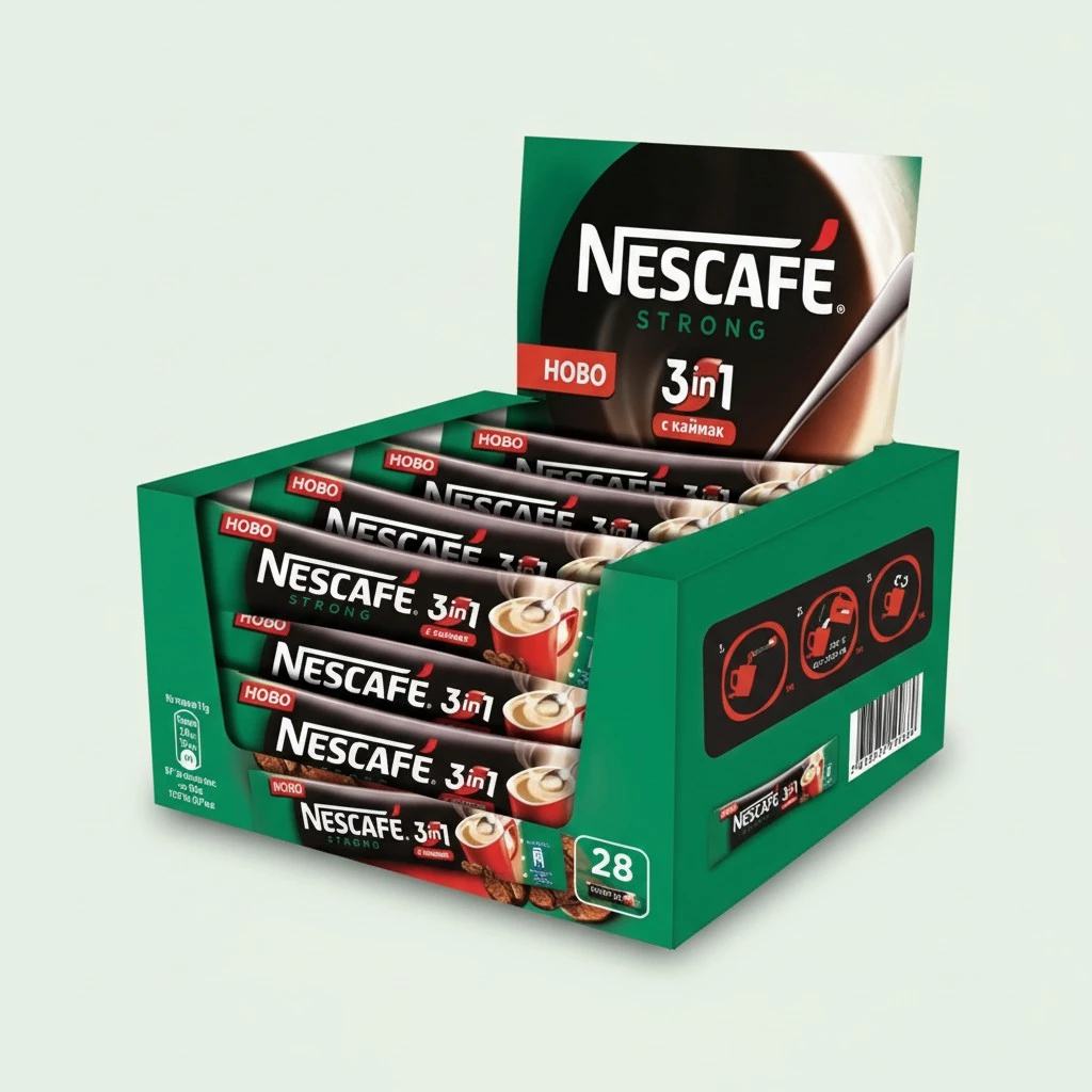 Nescafe 3 in 1 Strong Instant Coffee Single Packets, (Pack of 28)