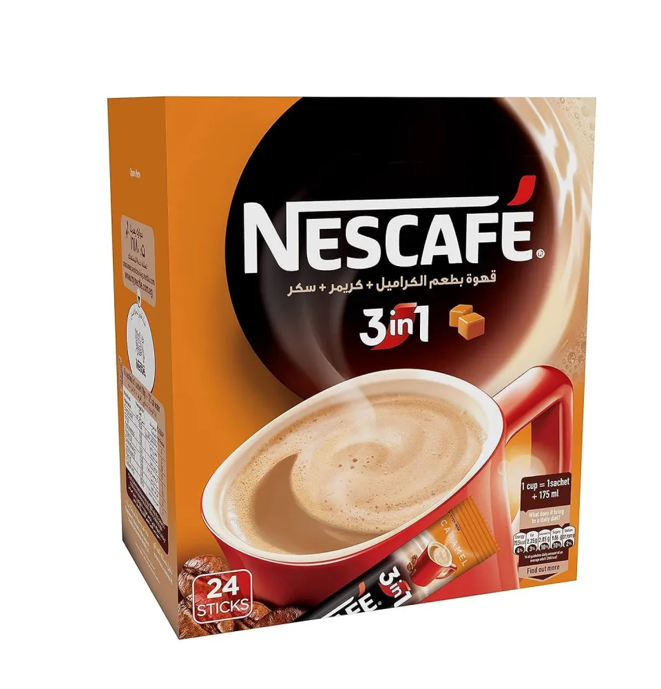 Nescafe 3 in 1 Caramel Sticks instant coffee Pack of 24 x 18g / 0.63 oz