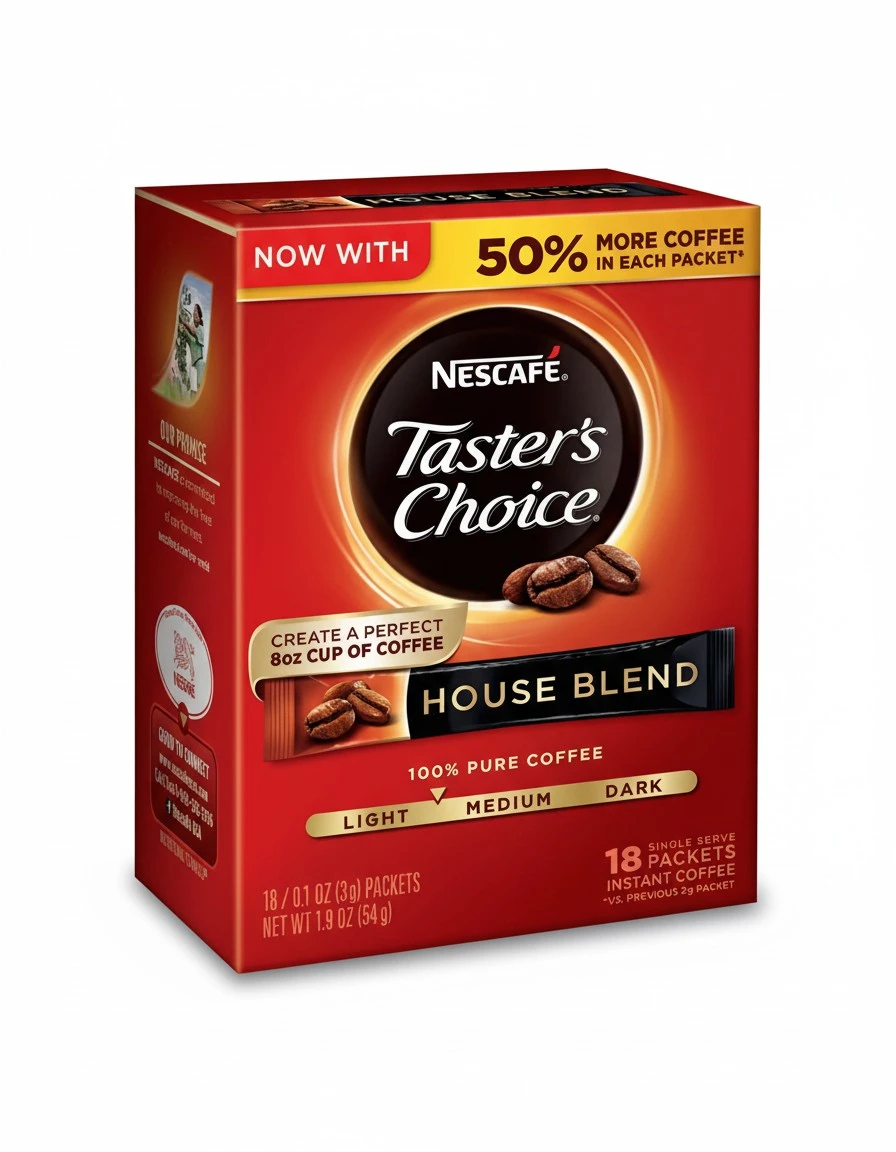 Nescafe Taster's Choice, House Blend Instant Coffee Single Serve Sticks, 18 Count