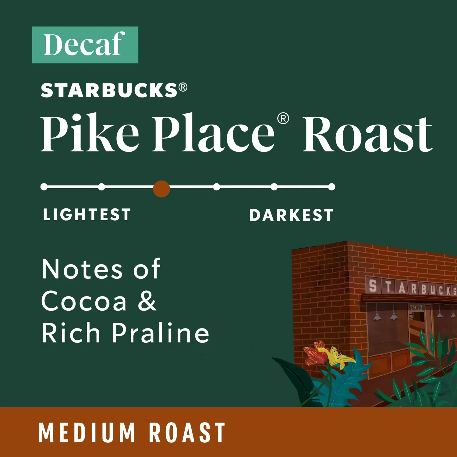 Starbucks Ground Coffee, Medium Roast Coffee, Decaf Pike Place Roast, 100% Arabica, 3 bags (12 oz each)