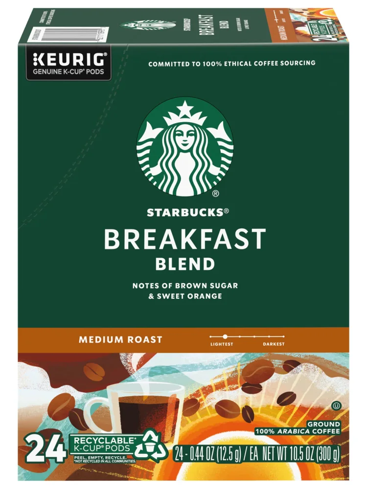 Starbucks Breakfast Blend Coffee K-Cups,24 K-Cups count,(0.44 OZ each)