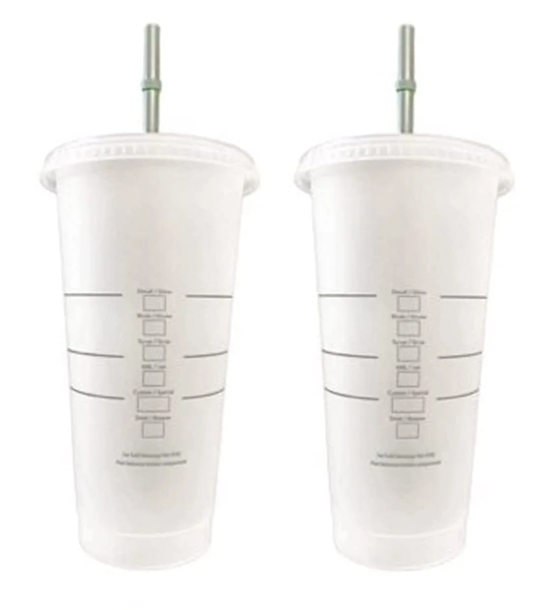 Starbucks 2 Pack Reusable Venti Frosted Cold Cup With Lid and Green Straw w/Stopper, 24 fl.oz.