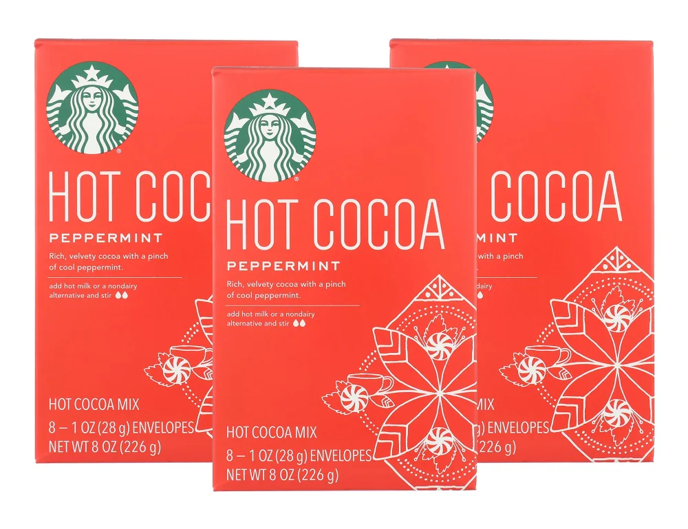 Starbucks Peppermint Hot Cocoa Mix, 1 Ounce Packets, 8 Count, Pack of 3