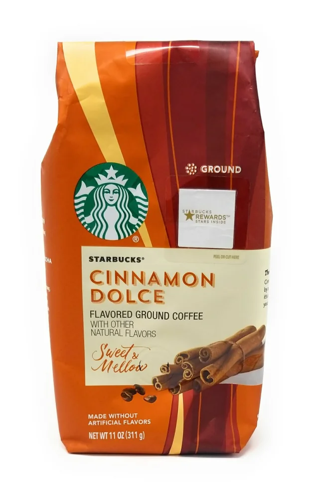 Starbucks Flavored Ground Coffee, Cinnamon Dolce Flavored Coffee, Blonde Roast Coffee, Made with Ground Arabica Coffee Beans, 11-Ounce Bag (Pack of 2)