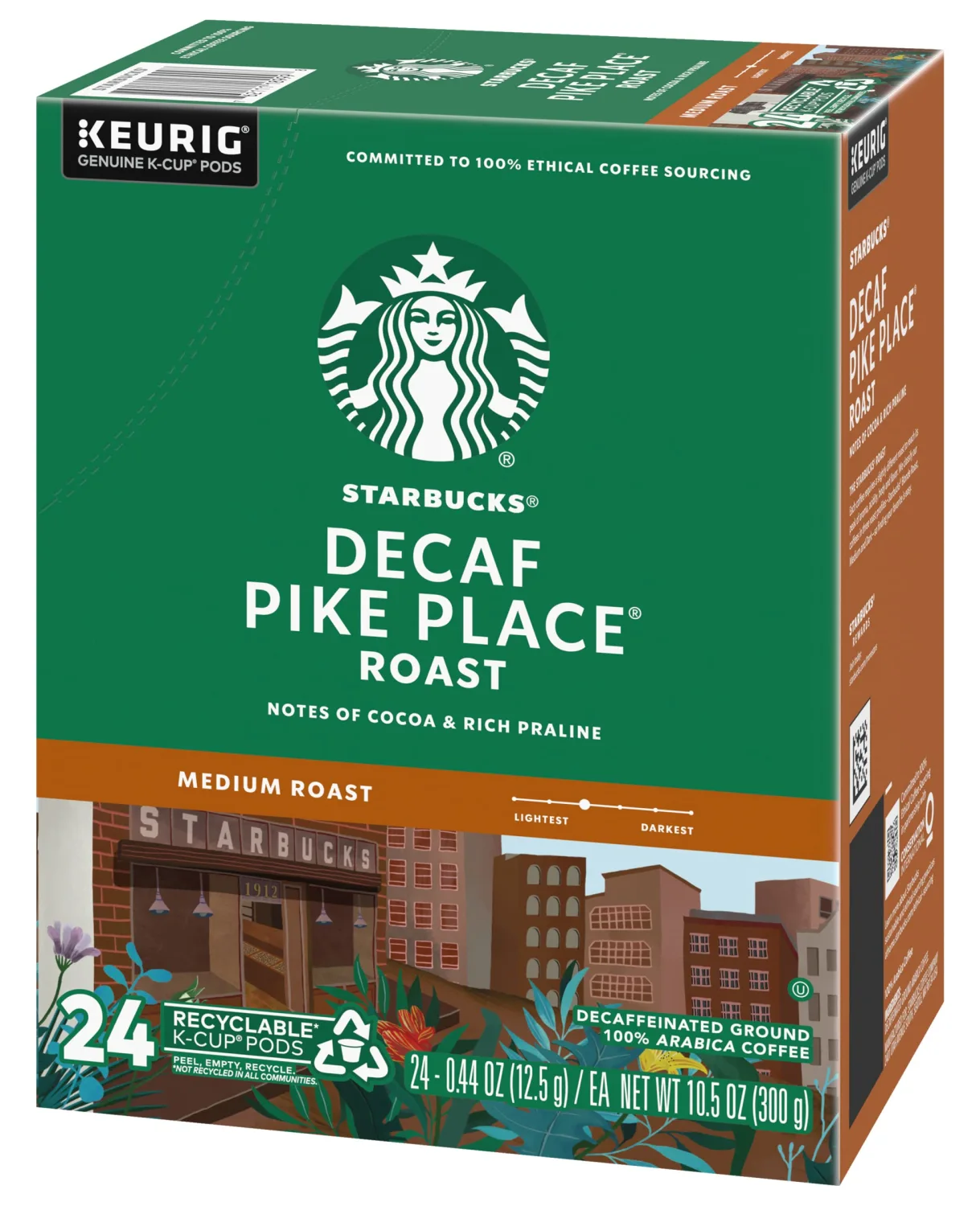 Starbucks Pike Place Decaffeinated Coffee Single-Serve K-Cup, 24 Count