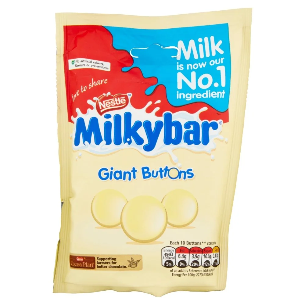 Original Nestle Milkybar Large Giant White Chocolate Buttons Bag Pouch Imported From The UK England