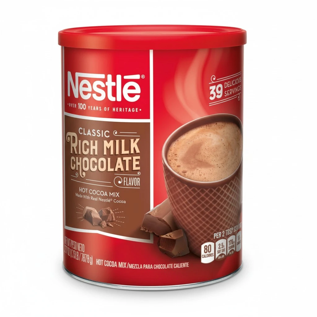 NESTLE Classic Rich Milk Chocolate Hot Cocoa Mix, 27.7 oz. Canister Hot Chocolate Made with Real Cocoa