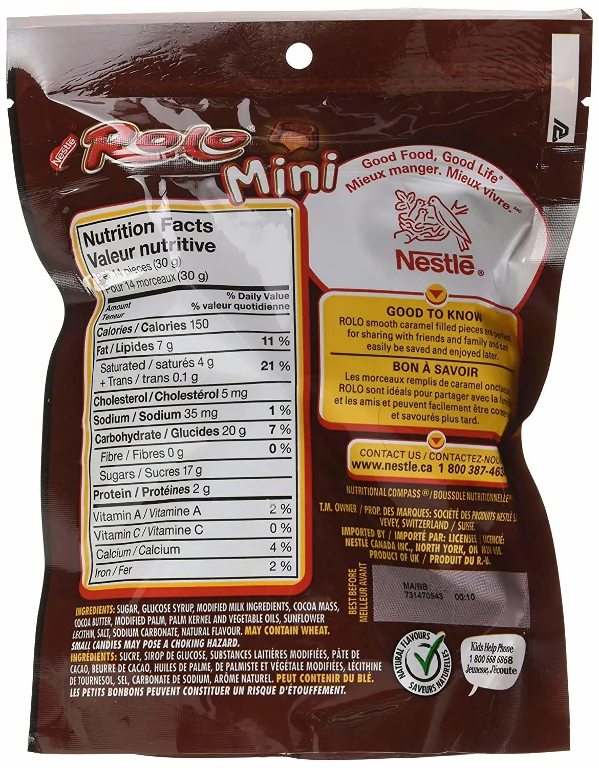 Nestle Rolo Mini Chocolate, 203g/7.2oz., 2-Pack {Imported from Canada}