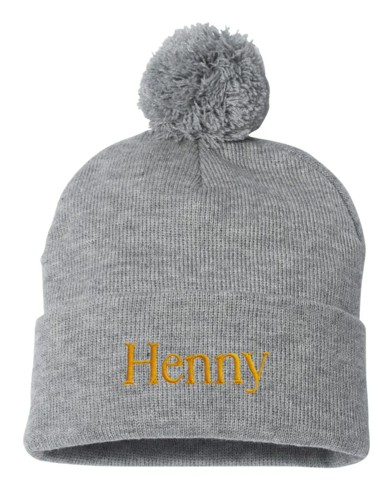 Go All Out Adult Henny Embroidered Knit Beanie Pom Cap