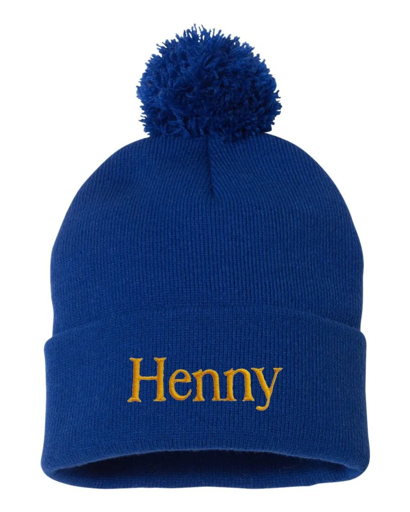 Go All Out Adult Henny Embroidered Knit Beanie Pom Cap