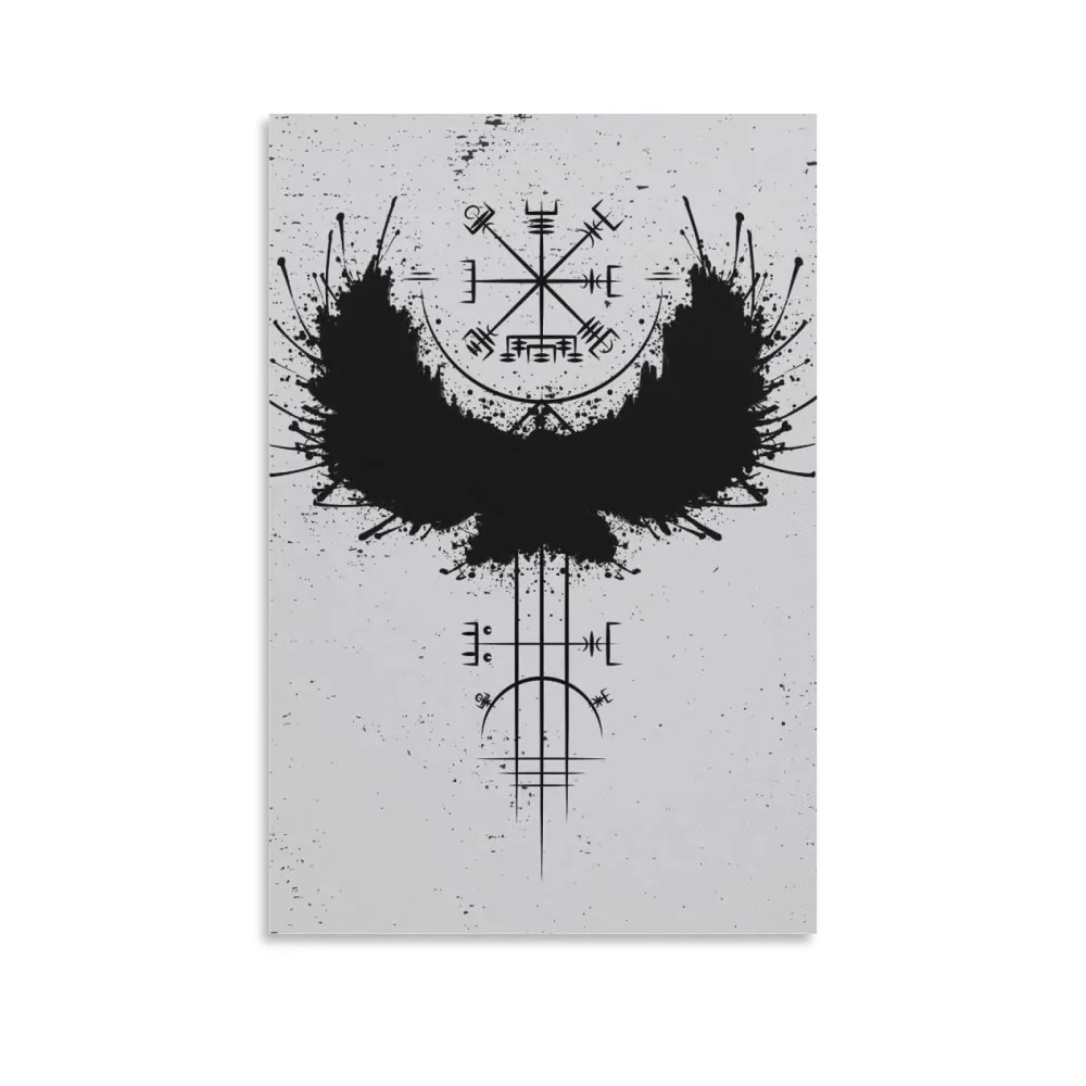 SIPMAN Raven Viking Vegvisir Canvas Print Home Decorations Posters for Room Aesthetic Wall Art Poster Unframe 12x18inch(30x45cm)