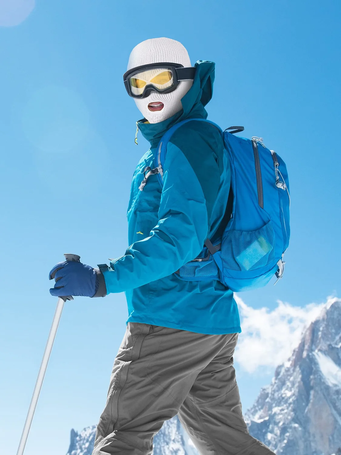 Syhood 3 Pieces 3-Hole Full Face Cover Winter Outdoor Sport Knitted Face Cover Ski Balaclava Headwrap