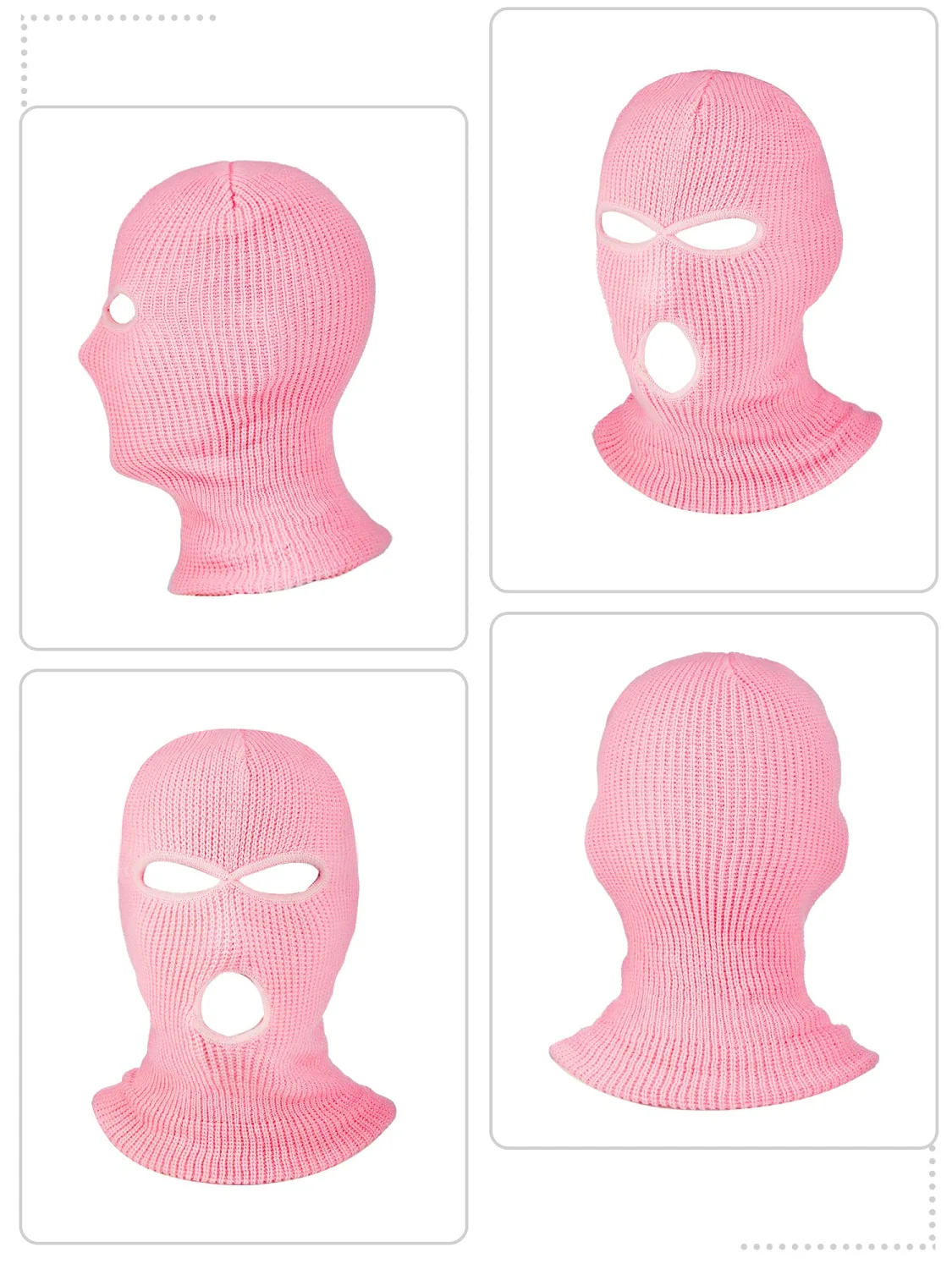 Syhood 3 Pieces 3-Hole Full Face Cover Winter Outdoor Sport Knitted Face Cover Ski Balaclava Headwrap