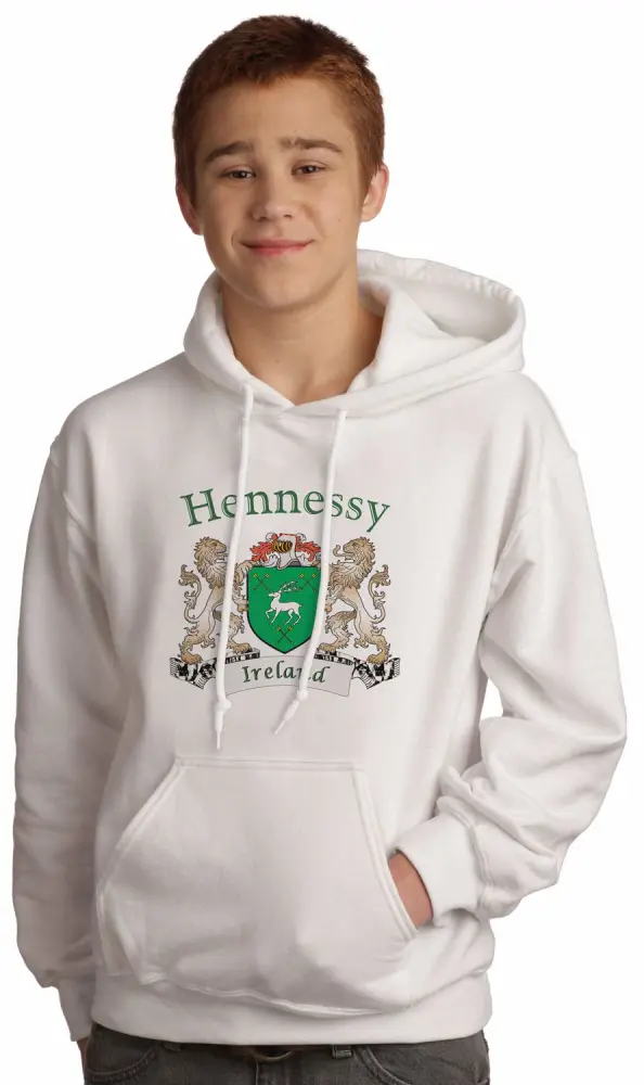 Hennessy Irish Coat of Arms Hooded Sweatshirt in White