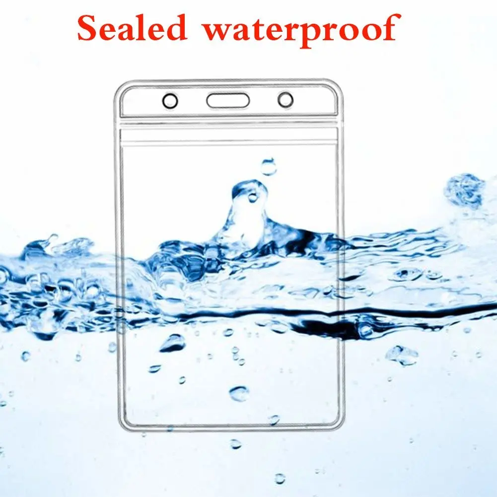 Vertical ID Badge Holders Sealable Waterproof Clear Plastic Holder, for RFID/Proximity/Badge Swipe Cards or Credit Card/Driver's License (Transparent-6pcs)