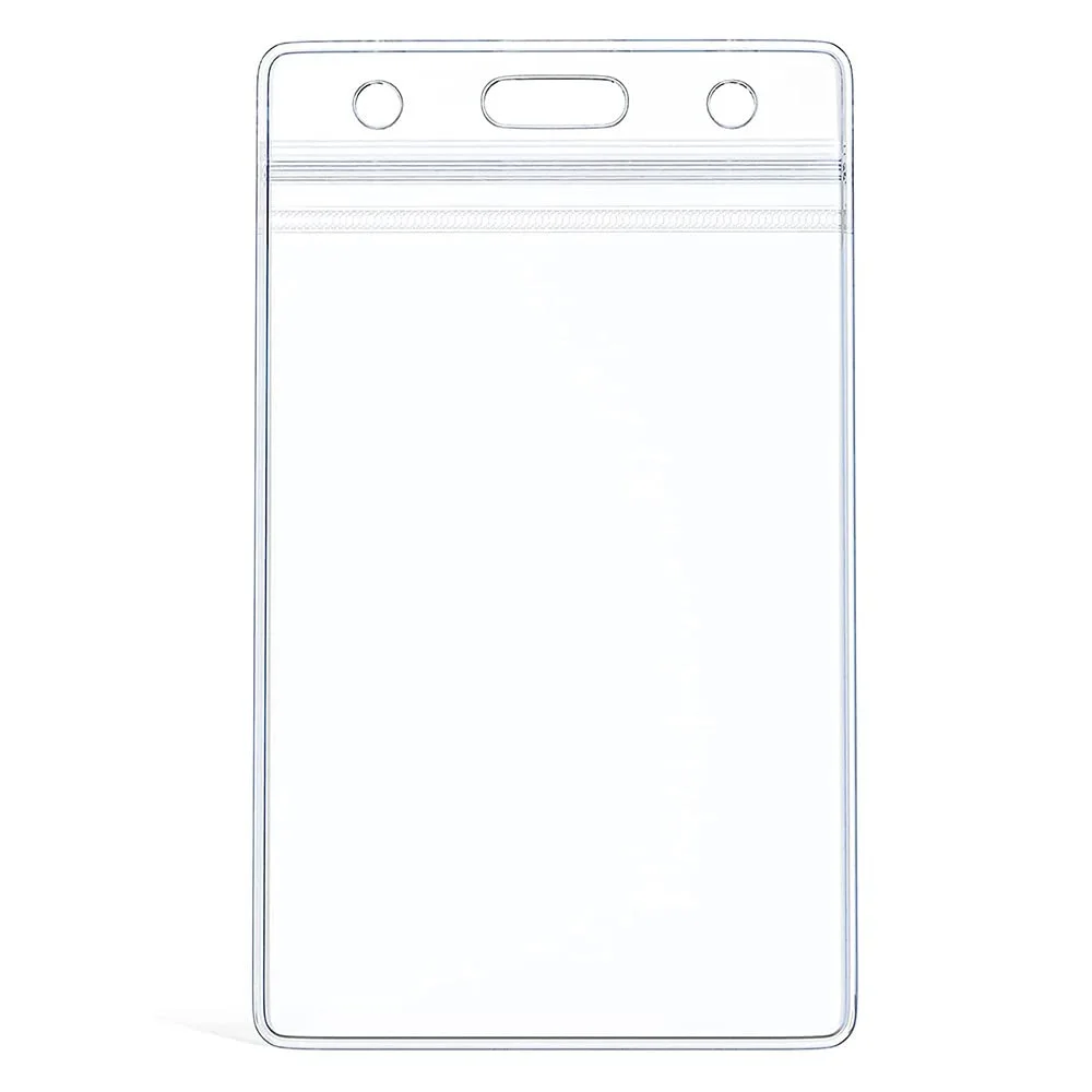 Vertical ID Badge Holders Sealable Waterproof Clear Plastic Holder, for RFID/Proximity/Badge Swipe Cards or Credit Card/Driver's License (Transparent-12pcs)