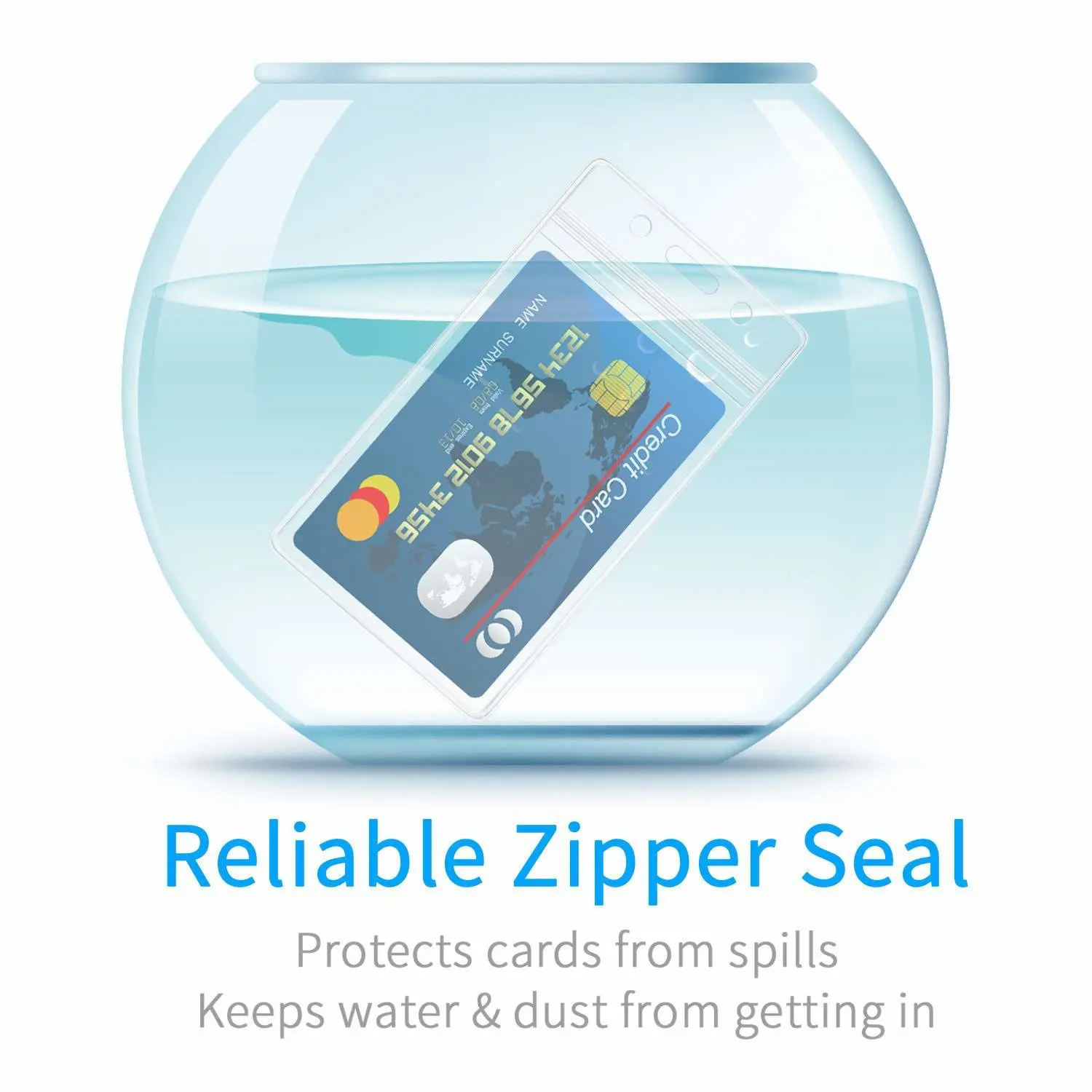 Vertical ID Badge Holders Sealable Waterproof Clear Plastic Holder, for RFID/Proximity/Badge Swipe Cards or Credit Card/Driver's License (Transparent-12pcs)