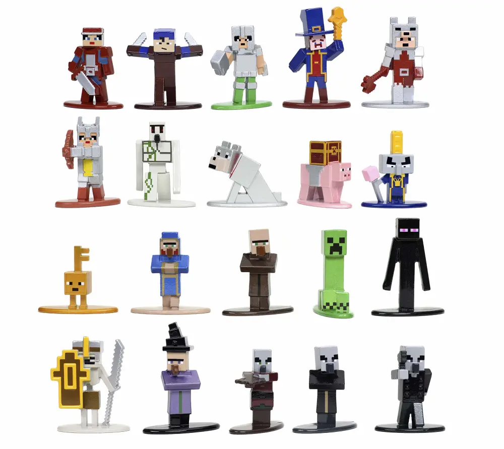 Jada Toys Minecraft Dungeons Nano Metalfigs 1.65" Die-cast Collectible Figures 20-Pack Wave 4, Toys for Kids and Adults Silver