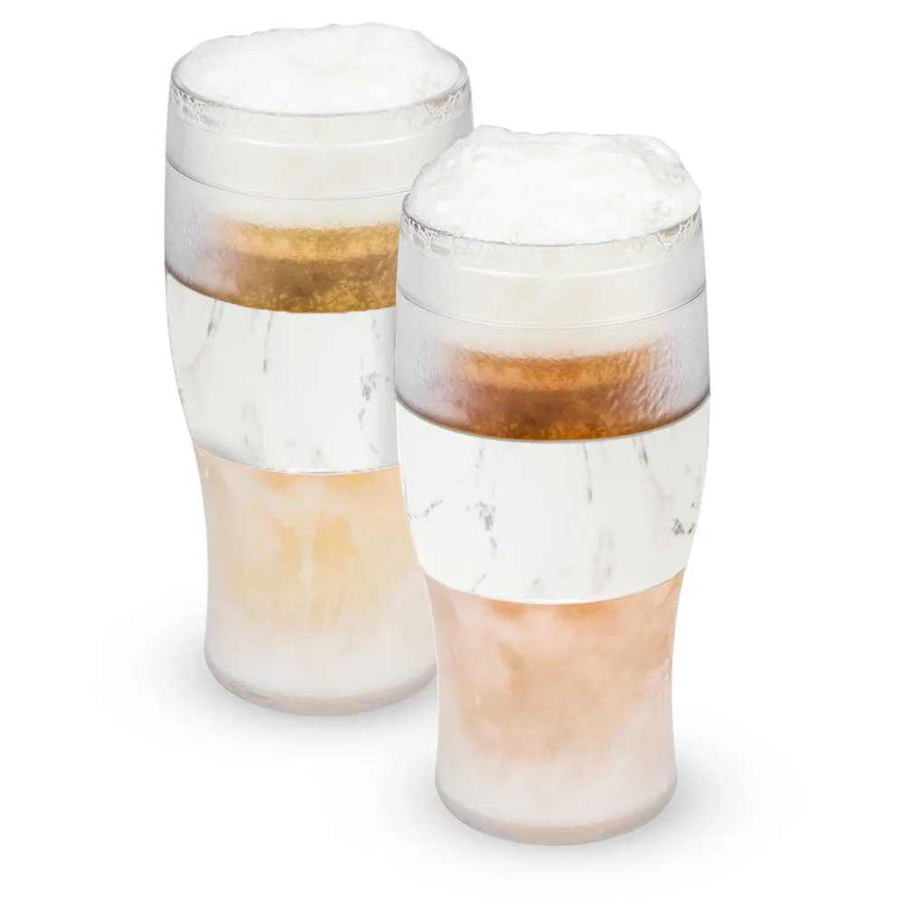 Host Freeze, Frozen Mugs, Freezable Pint Set, Beer Keep Your Drinks Cold, Double Walled Insulated Glasses, Tumbler for Iced Coffee, 16oz, Set of 2, Marble