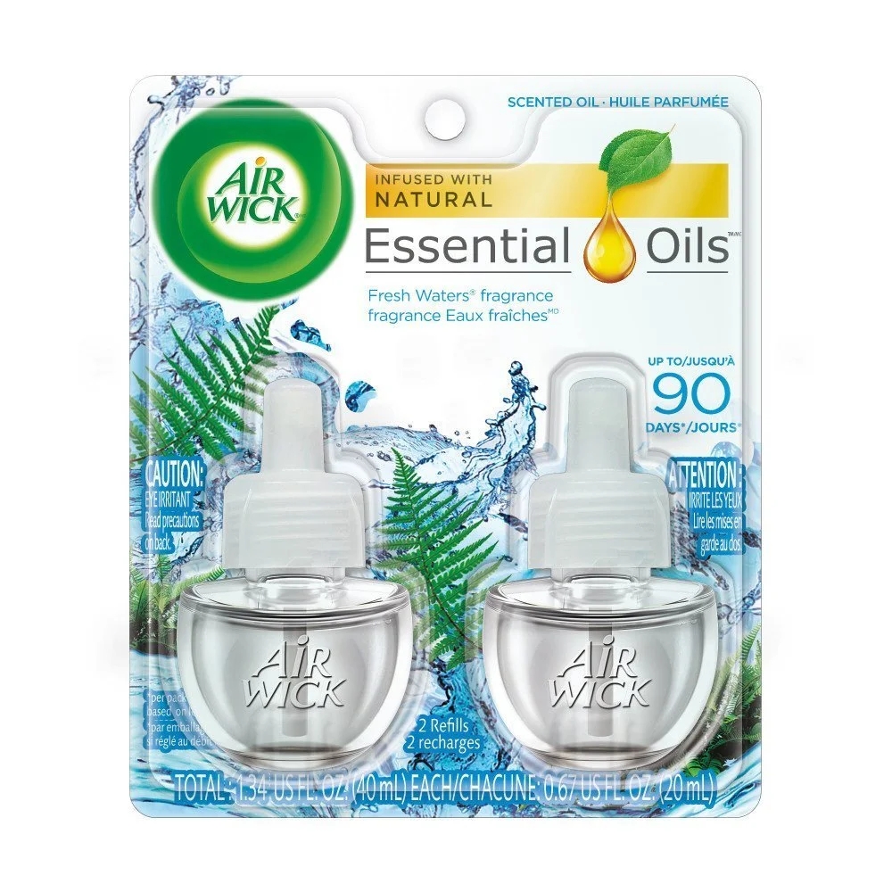 Air Wick, Plug in Scented Oil 2 Refills, Fresh Waters, 1.34 Oz (Pack of 2)