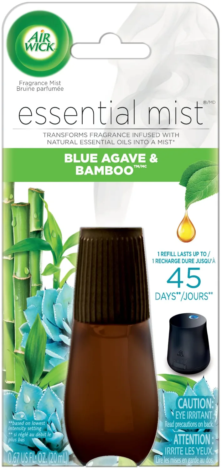 Air Wick Essential Mist Refill, 1 ct, Blue Agave and Bamboo, Essential Oils Diffuser, Air Freshener