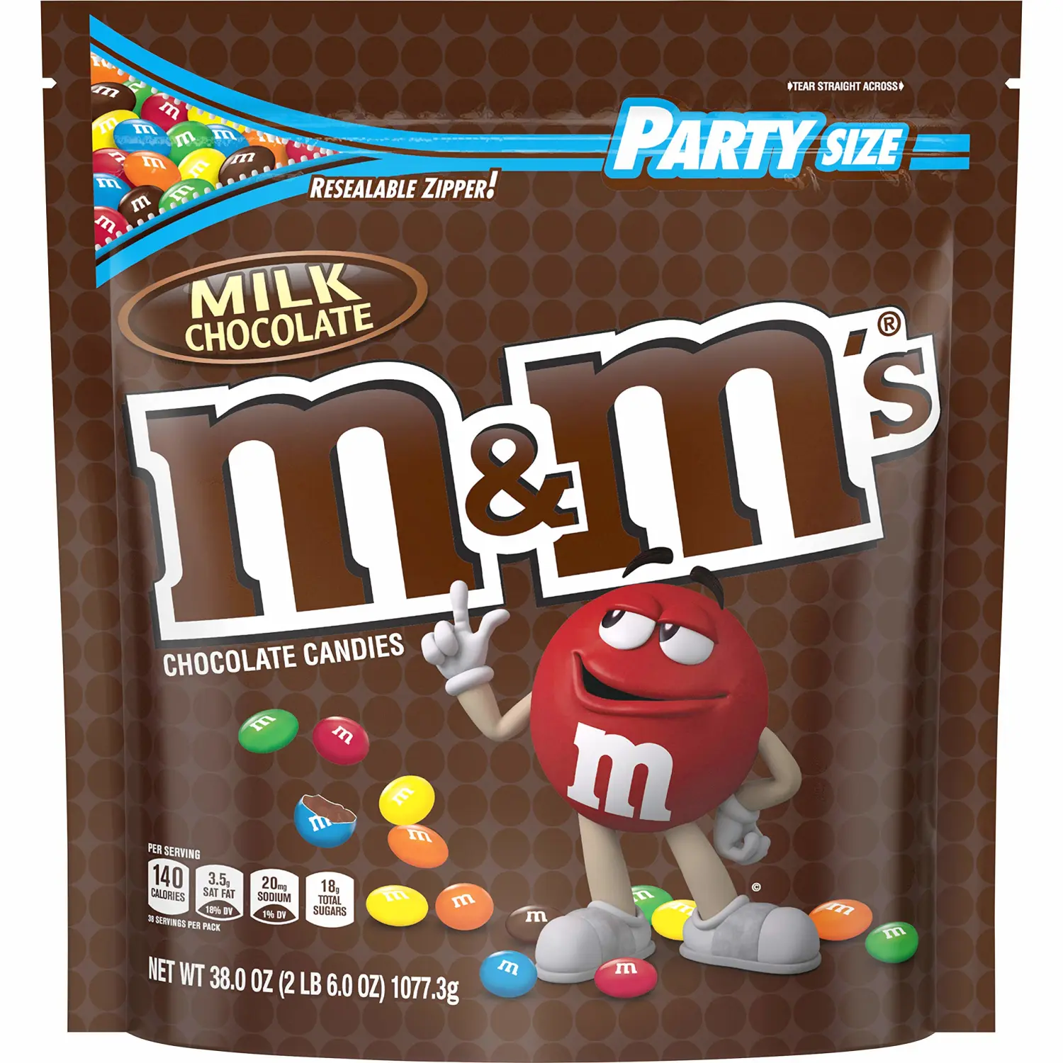 M&M's Plain Milk Chocolate Party Size Giant (2lb bag) resealable