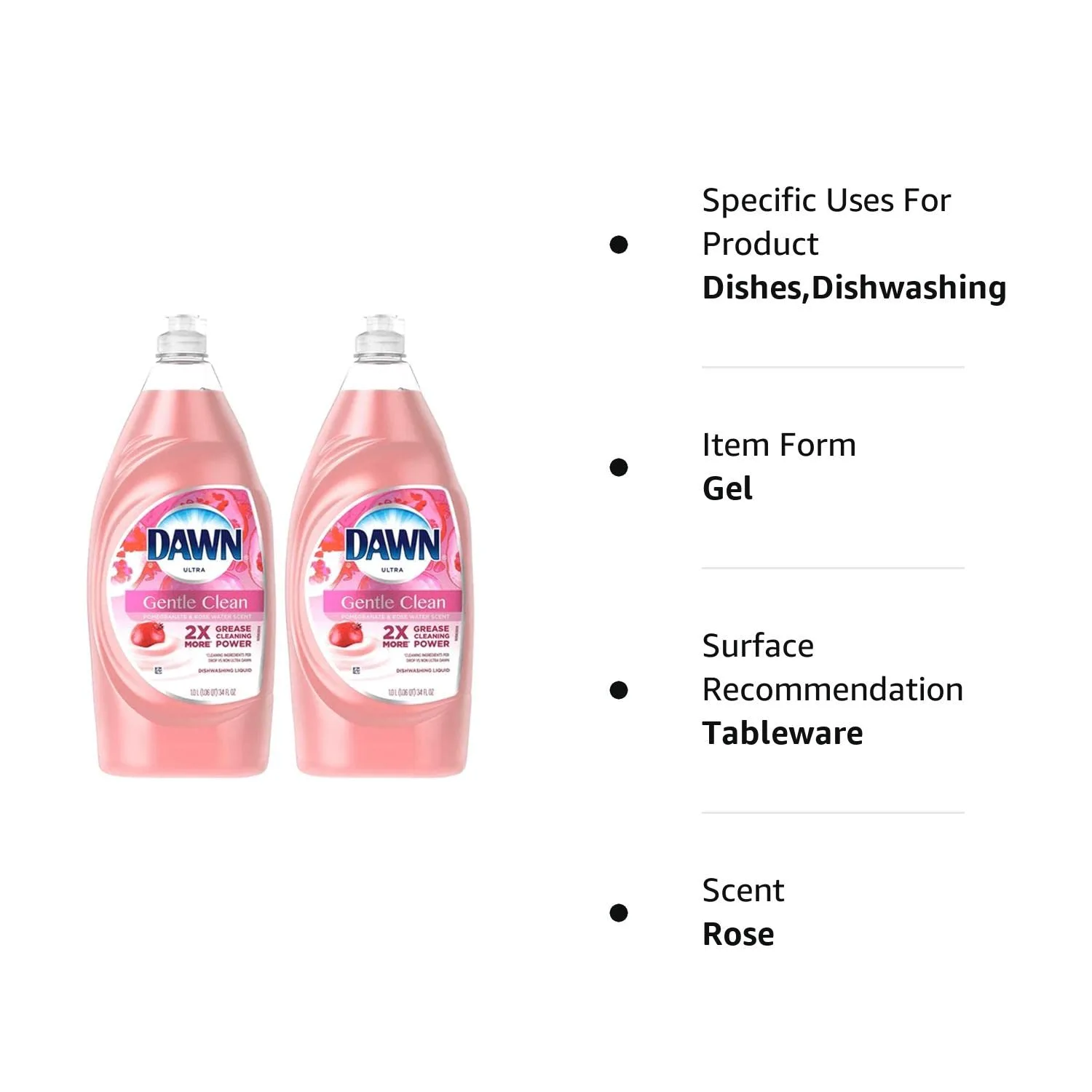 Dawn Ultra Clean Dishwashing Liquid, Pomegranate and Rose Water Scent, 2X More Grease Cleaning Power, 34 Fl Ounce (Pack of 2)