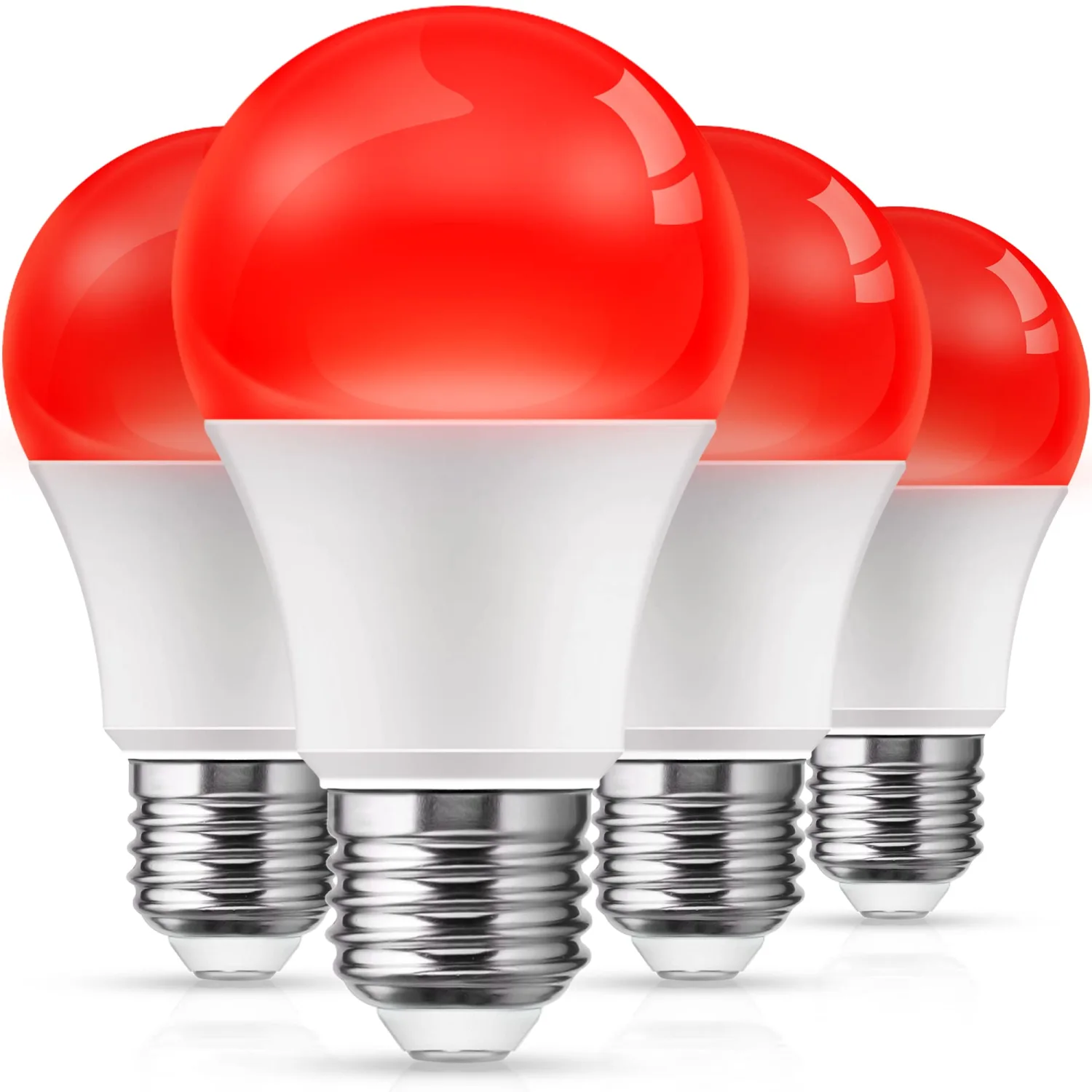 LOHAS Red Light Bulbs Outdoor, Dusk to Dawn Sensor A19 Red Porch Lights 40W Equivalent, 6W Pure Red Colored Light Bulb, Auto-On/Off E26 Base for Christmas, Party Wedding, Porch, Patio, Backyard 4 Pack