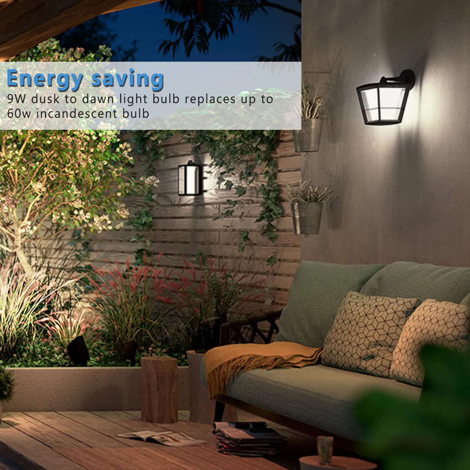 8 Pack Dusk to Dawn Light Bulbs Outdoor, 5000K-Daylight, 720LM, 9W(60W Equivalent) A19 E26 Automatic On/Off LED Light Bulbs, Dusk to Dawn LED Outdoor Lighting for Porch Garage Patio