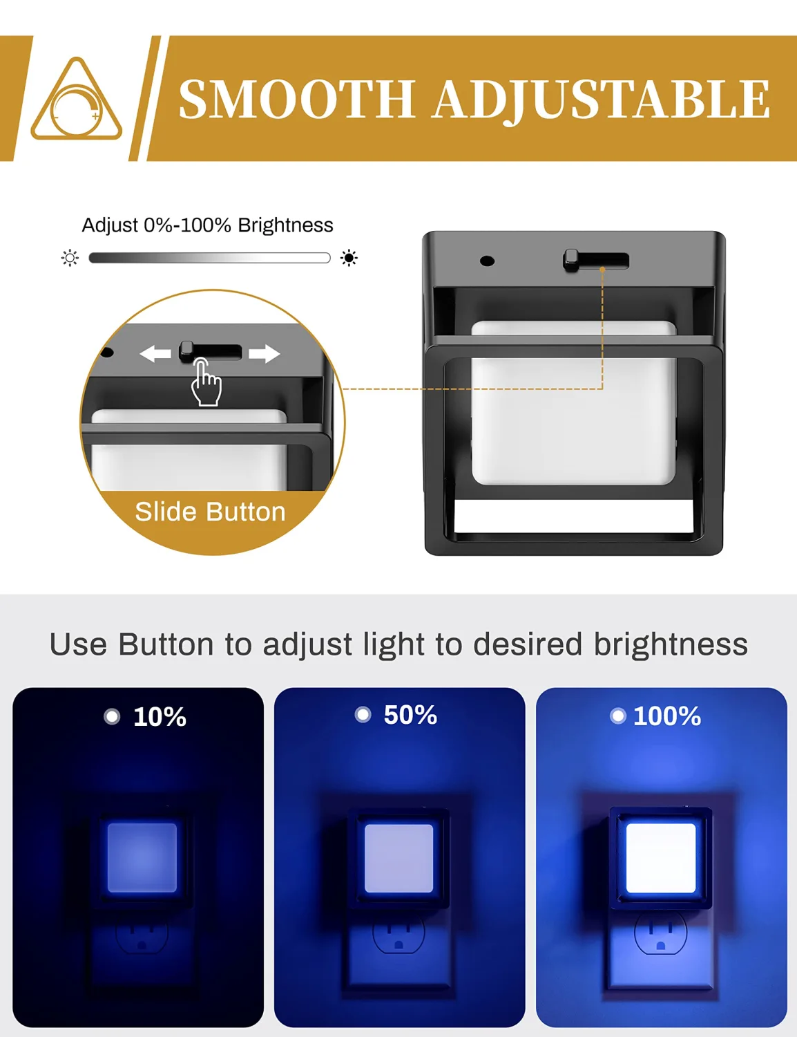 DORESshop Blue Night Light [2 Pack], Night Lights Plug Into Wall, Night Light, Dusk to Dawn Sensor, LED Night Light Adjustable Brightness, Bedroom, Bathroom, Hallway, Stairs, Christmas, Party