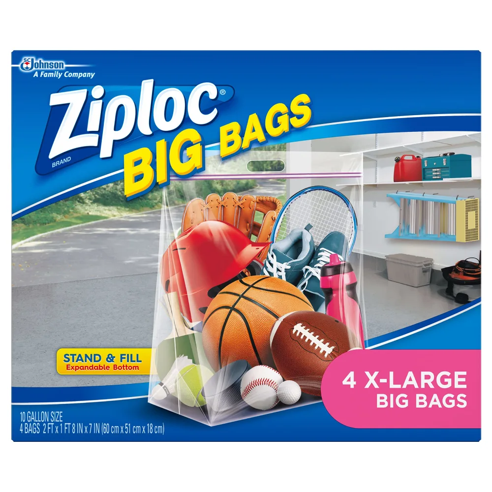 Ziploc Big Bags Clothes and Blanket Storage Bags for Closet Organization, Protects from Moisture, XL, 4 Count