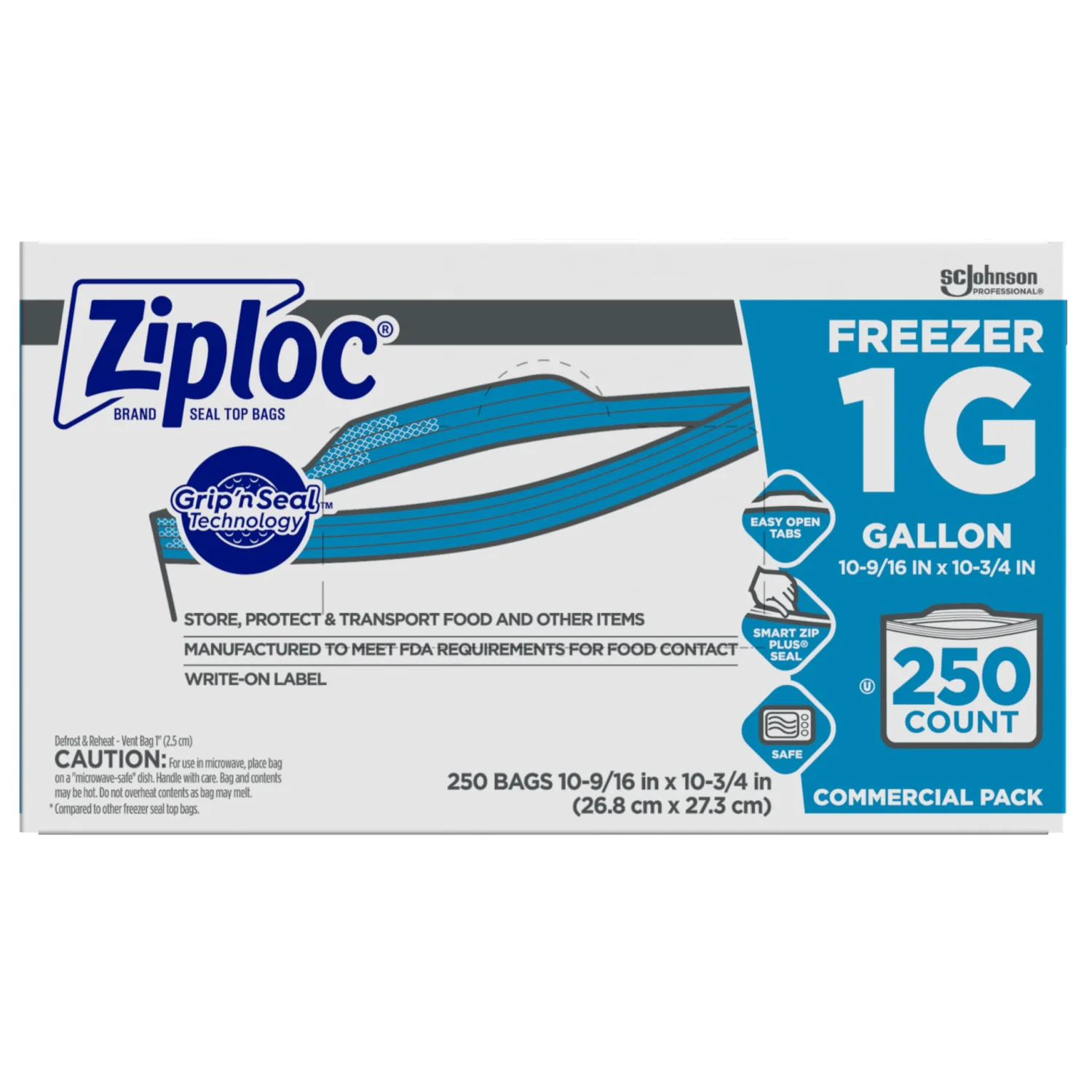 Ziploc® Freezer And Storage Bags, 1 Gallon, Box Of 250 Bags