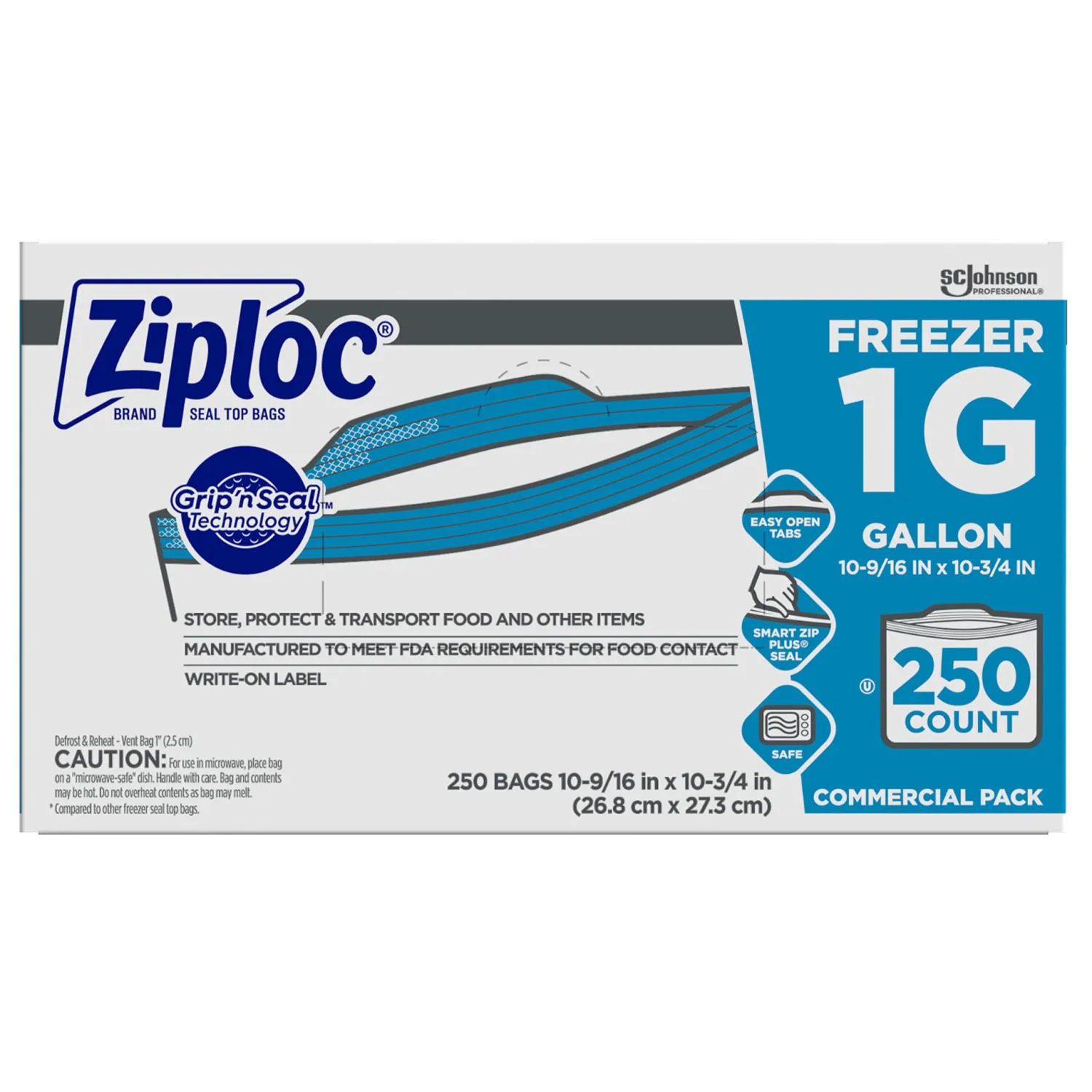 Ziploc® Freezer And Storage Bags, 1 Gallon, Box Of 250 Bags