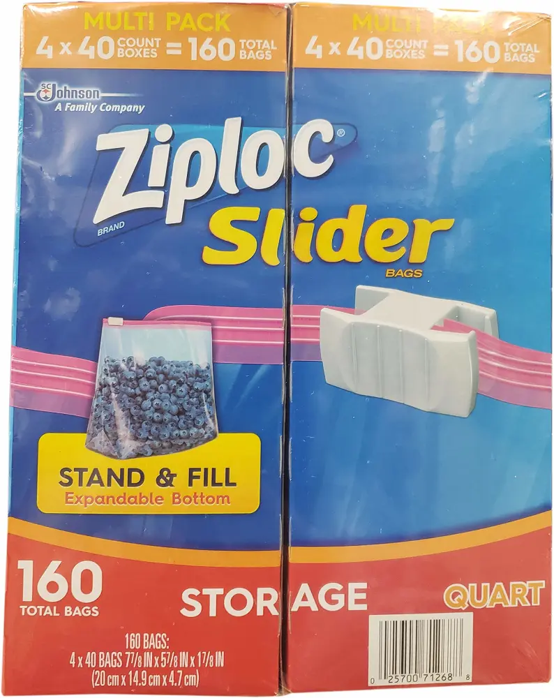 Ziploc Slider Quart Storage, 40 Count (Pack of 4)