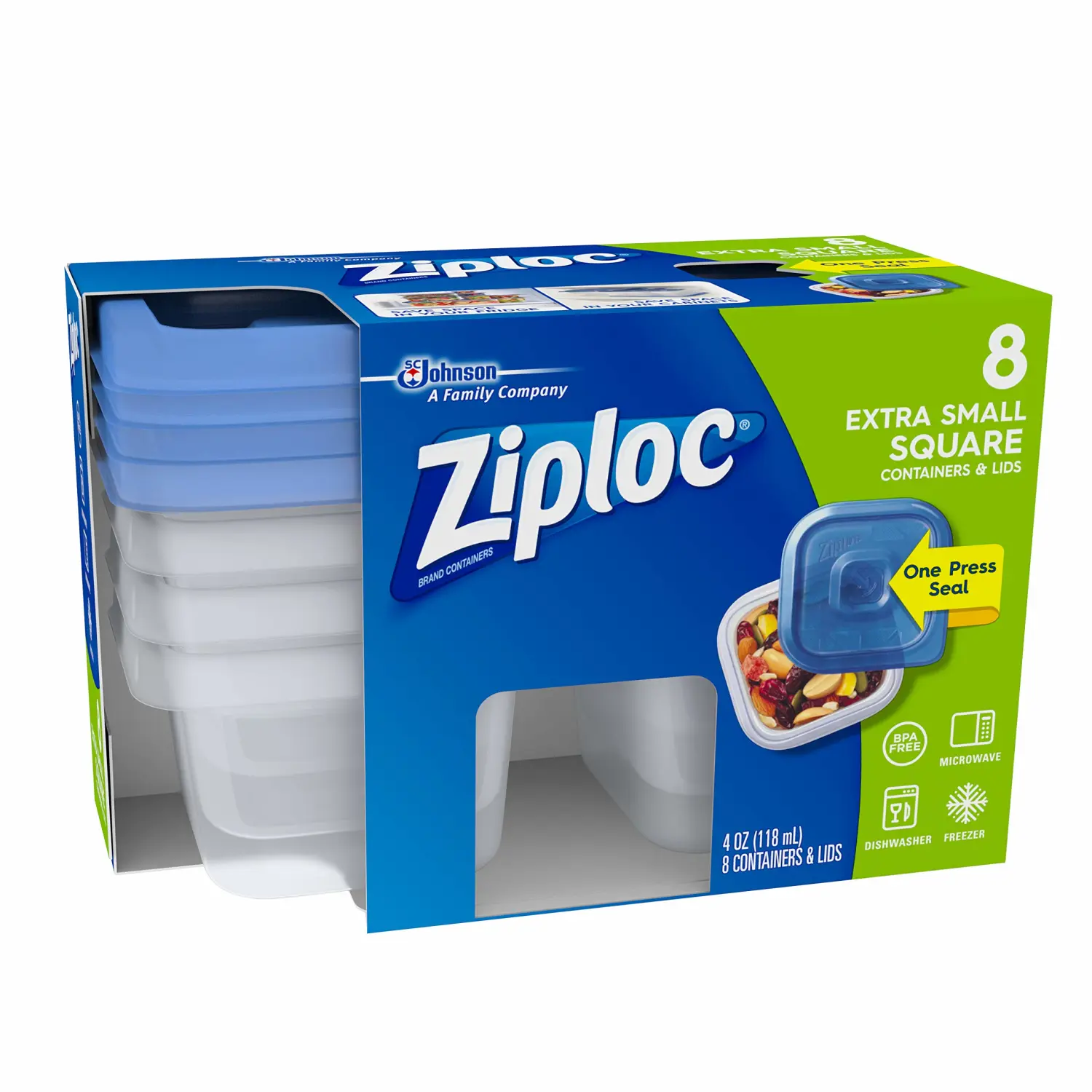Ziploc One Press Seal Extra Small Square Container - 8 ct (Pack - 3)