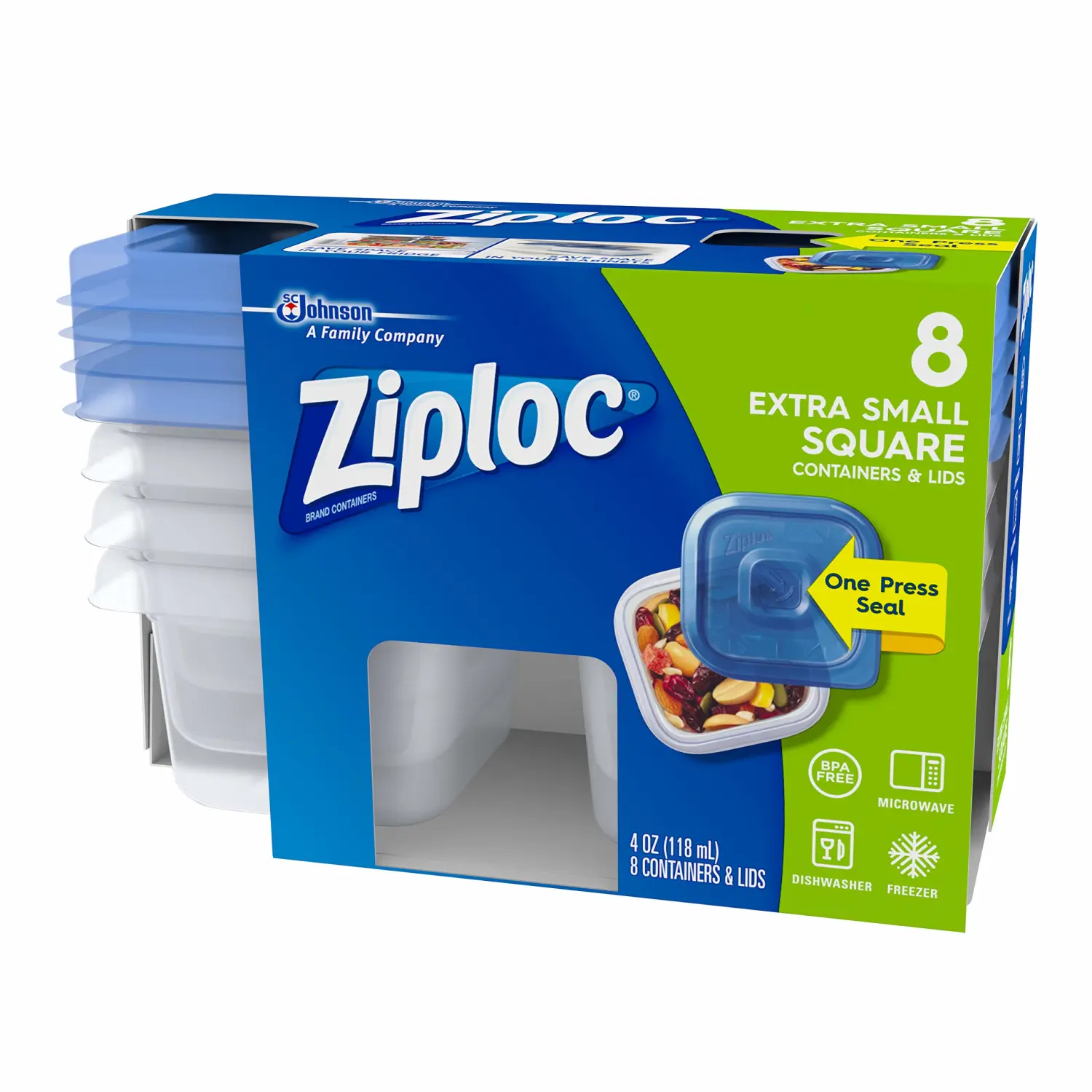 Ziploc One Press Seal Extra Small Square Container - 8 ct (Pack - 3)