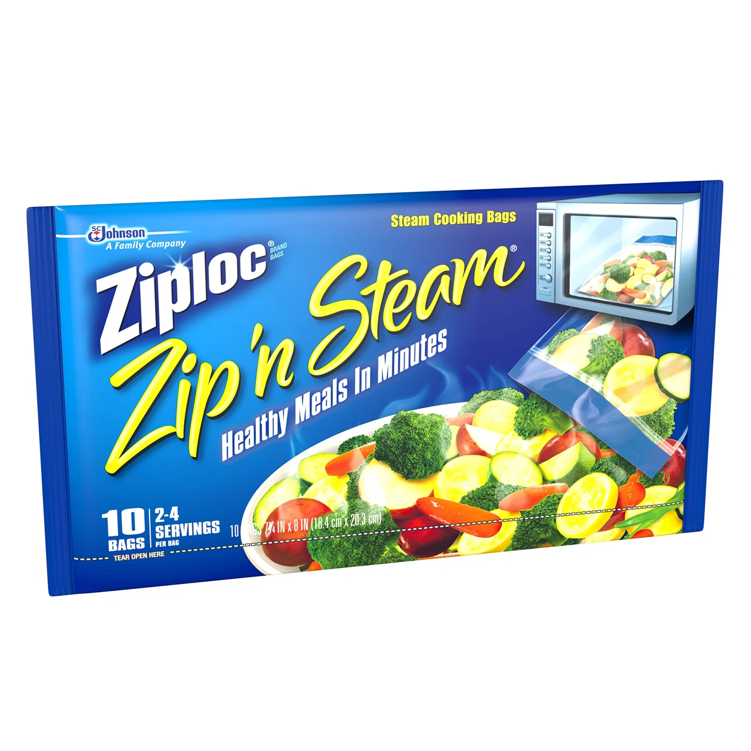 SC Johnson Ziploc Zip'N Steam Cooking Bags, Medium, 10-Count (Pack of 12)