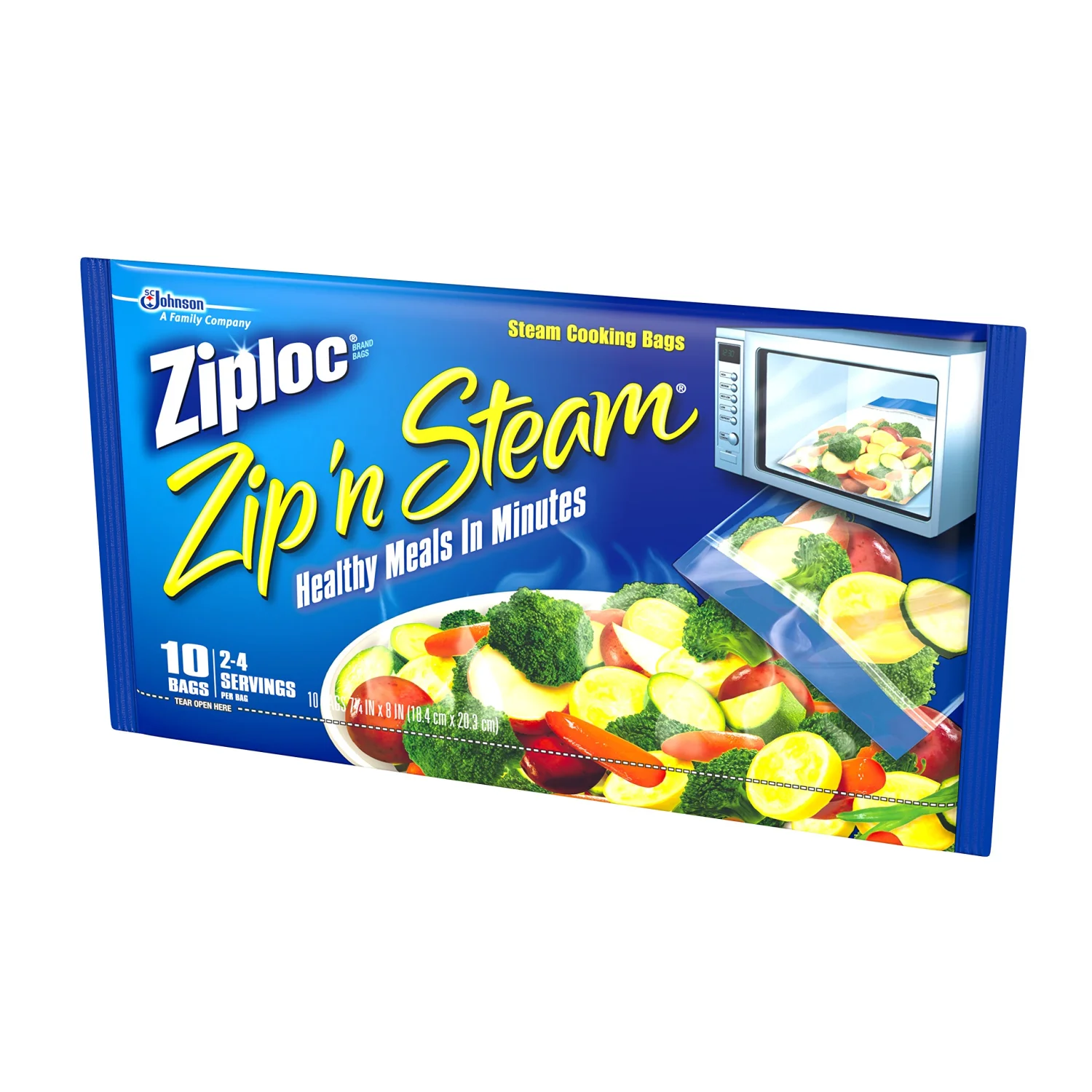 SC Johnson Ziploc Zip'N Steam Cooking Bags, Medium, 10-Count (Pack of 12)