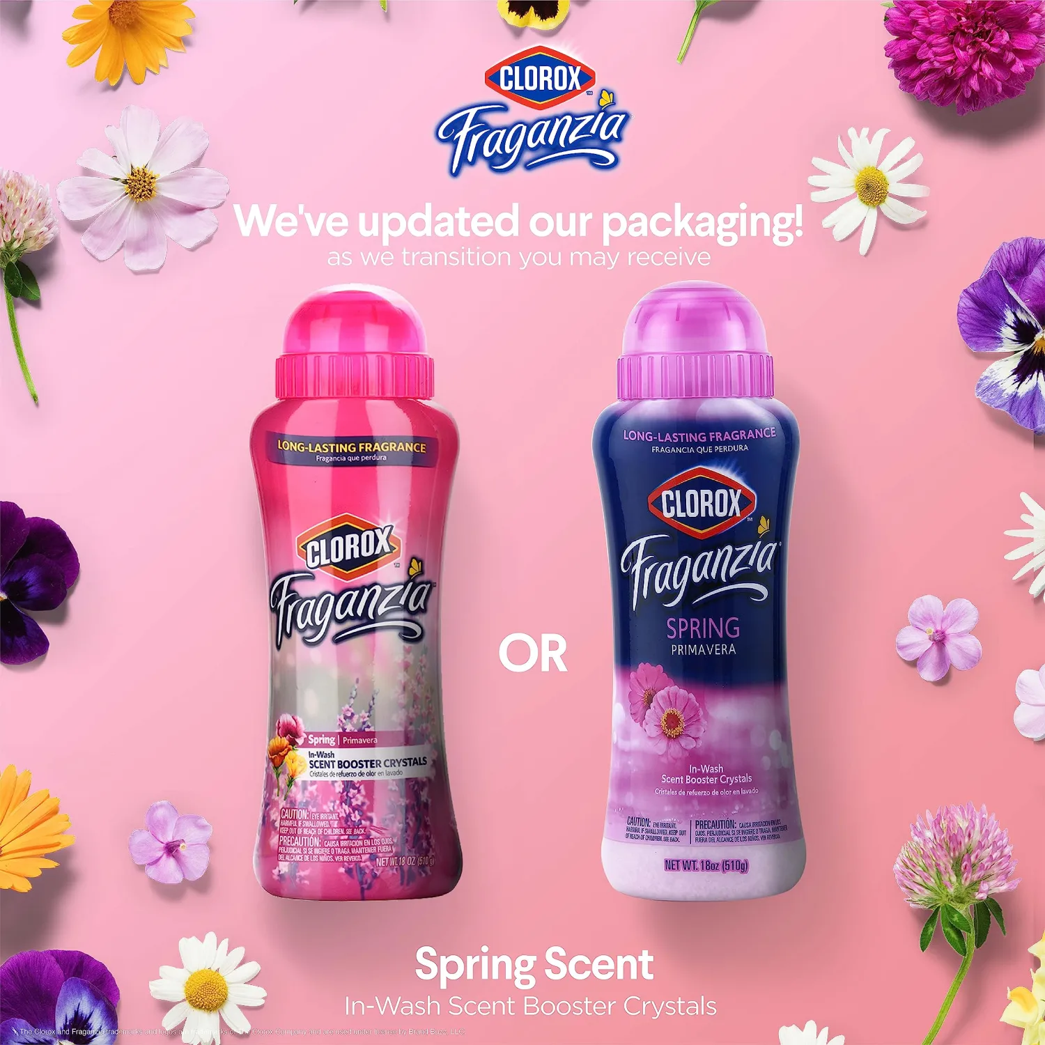 Clorox Fraganzia Scent Boosting In-Wash Laundry Crystals | Freshen Clothes and Linens with Scent Booster Laundry Beads Laundry Crystals, Spring Scent, 1.12 Pound (Pack of 2)