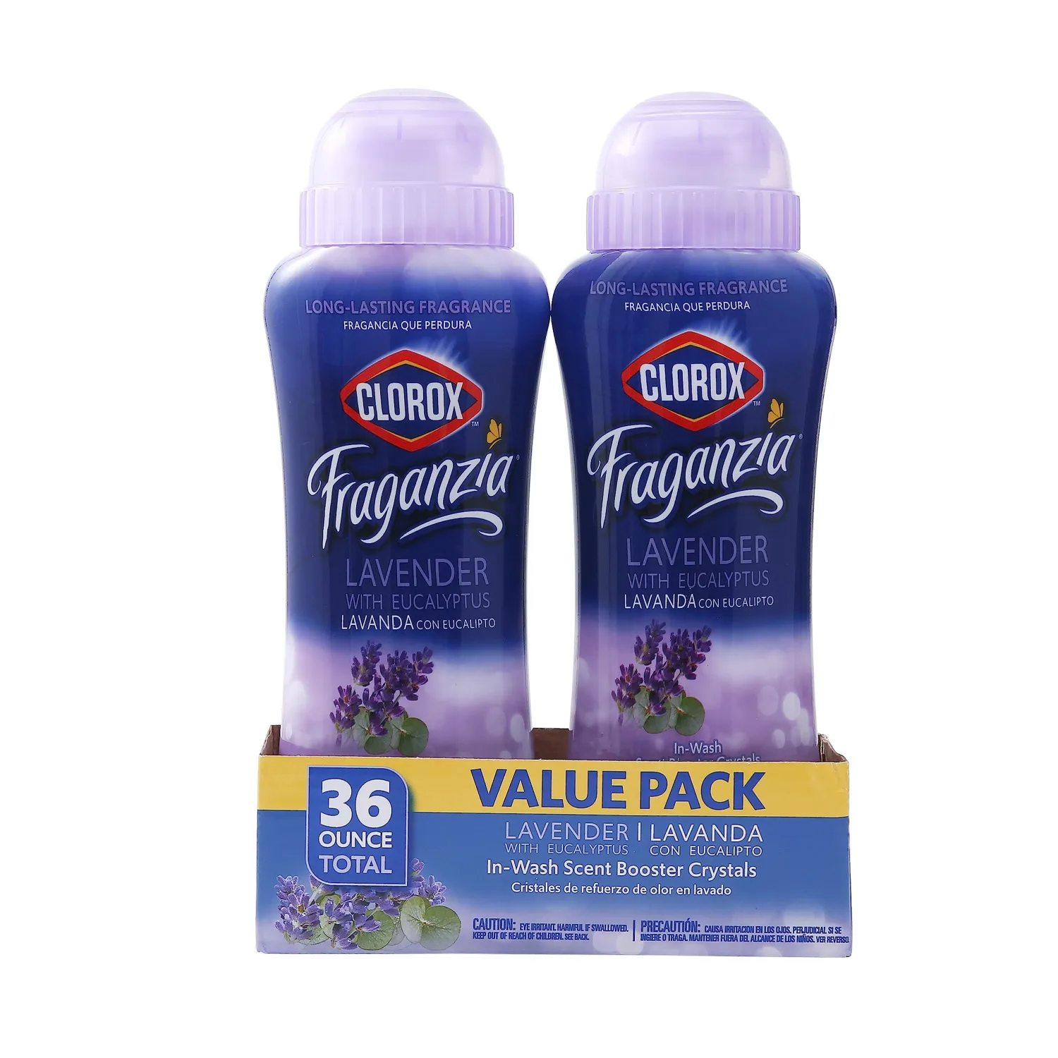 Clorox Fraganzia Laundry Scent Booster Crystals in Lavender with Eucalyptus Scent, Twin Pack, Scented In-Wash Freshener Beads for Fresh, Clean, Great Smelling Clothes and Linens, 18 Oz - 2 Pack