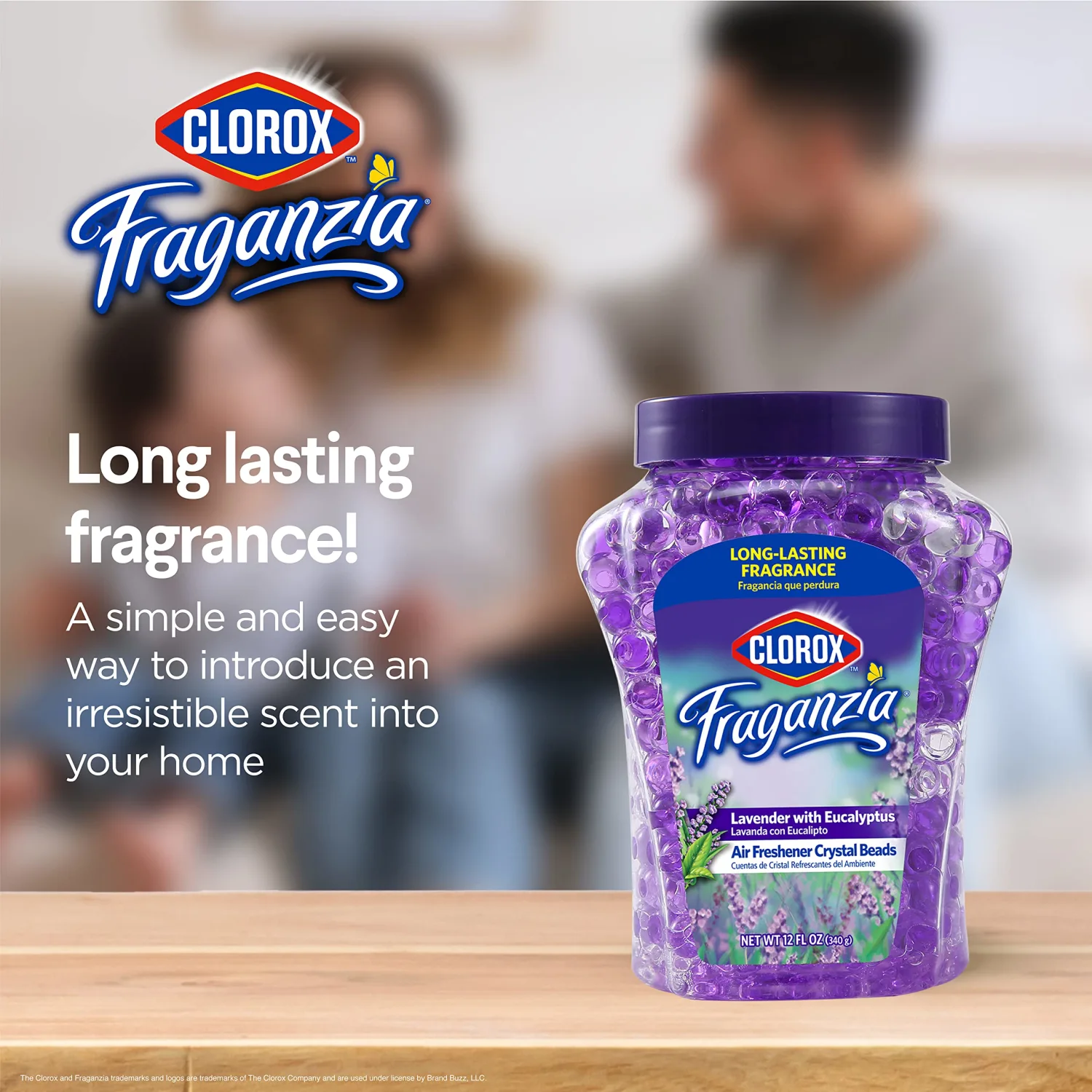 Clorox Fraganzia Air Freshener Crystal Beads Lavender with Eucalyptus, Twin Pack Two 12oz Jars | Long-Lasting Air Freshener Beads | Easy to Use Air Scent Beads for Homes, Bathrooms, Closets, or Car