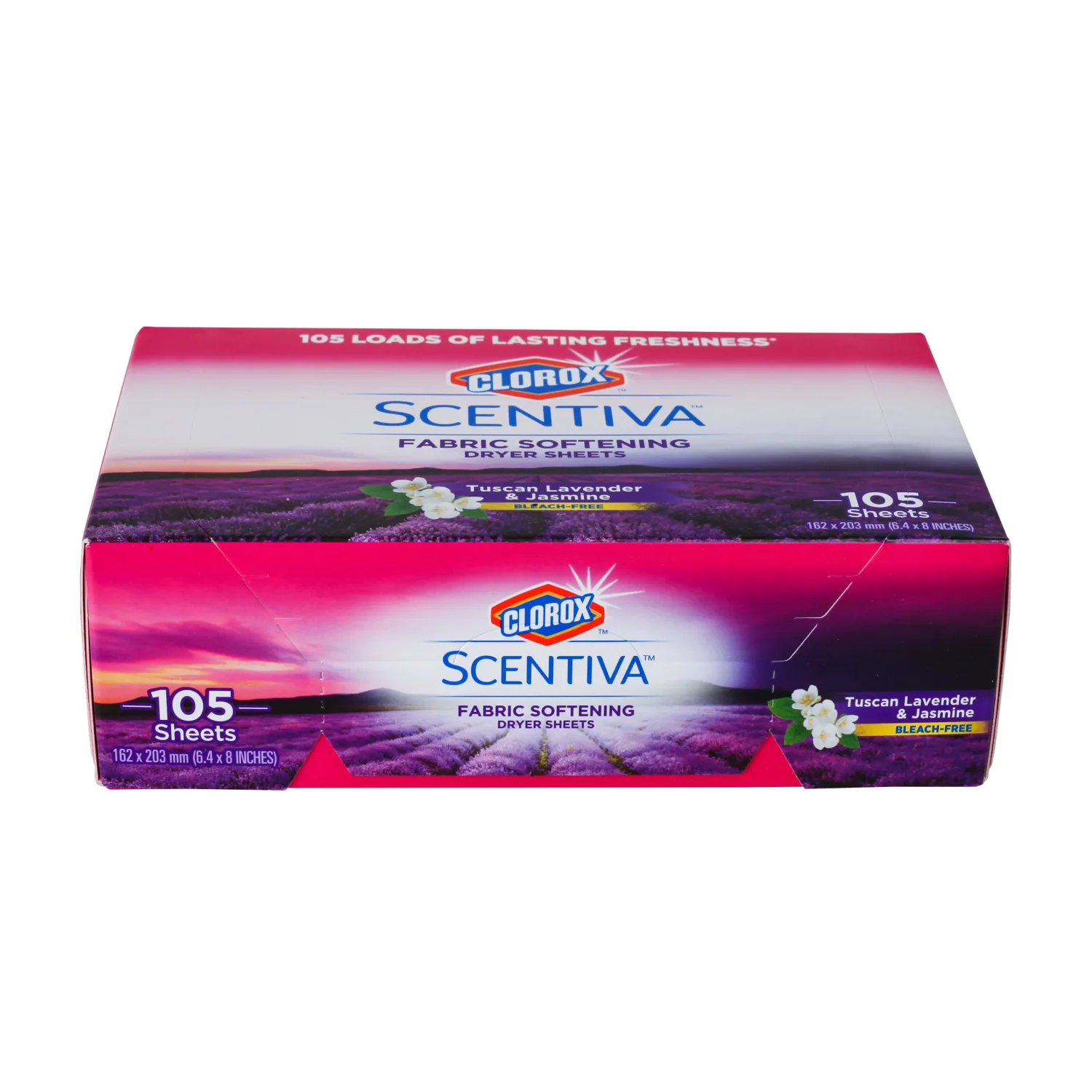 Clorox Scentiva Fabric Softening Dryer Sheets | Fabric Sheets in Tuscan Lavender & Jasmine Scent | Laundry Dryer Sheets for Fresh & Clean Clothes| 105 Count