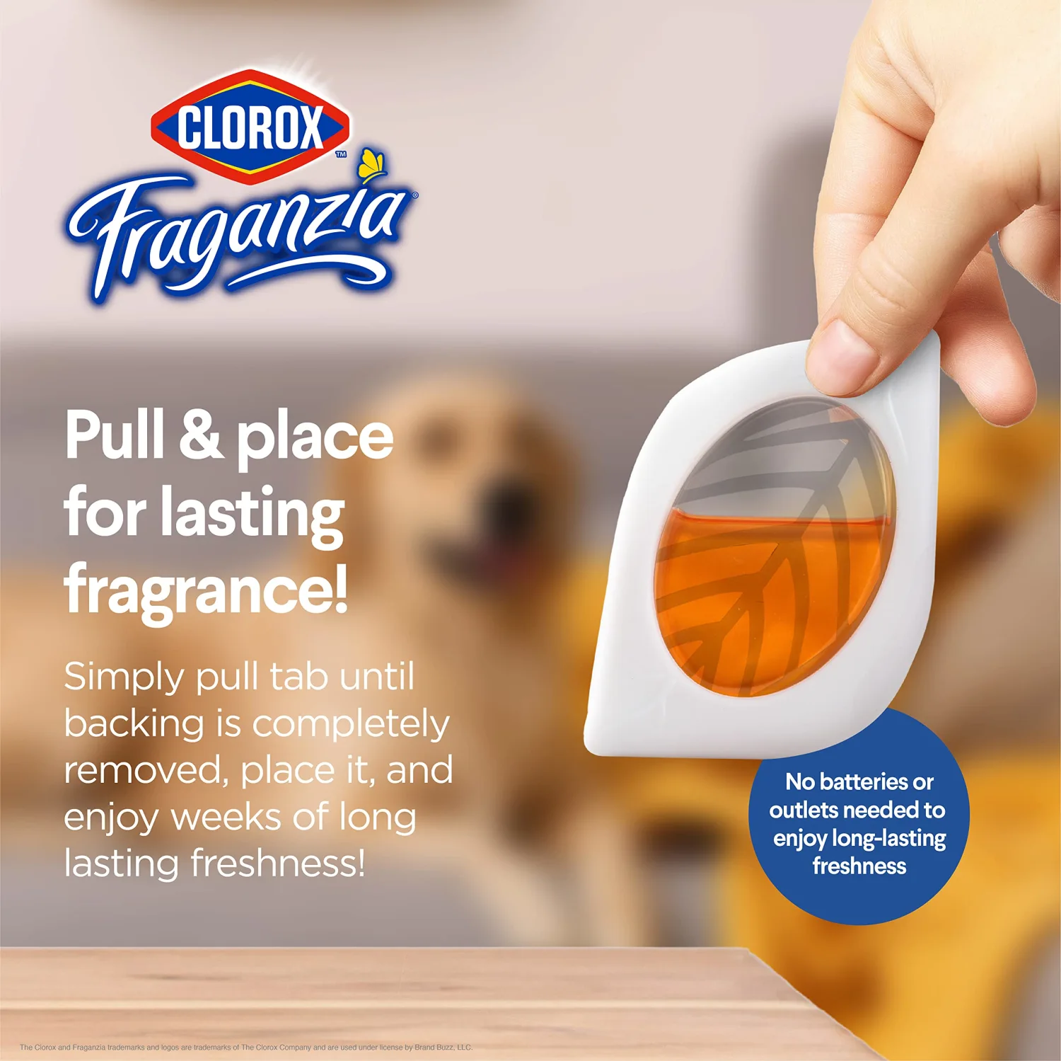 Clorox Fraganzia Small Room Air Freshener in Hawaiian Escape, 2ct | Peel & Place Air Freshener, No-Plug, Battery-Free for Closets, Laundry Room, Entry Way, Bathroom, Locker, 2 Air Freshener Units