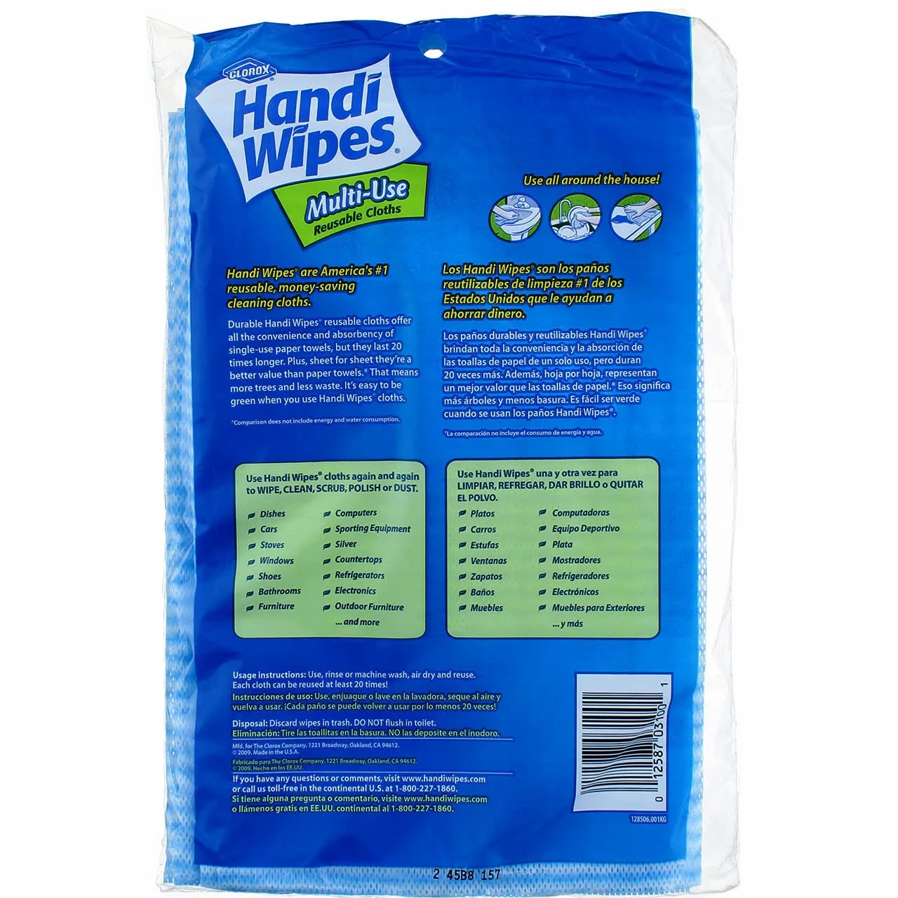 Clorox Handi Wipes Multi-Use Reusable Cleaning Cloths 21" X 11" 6 Count (Pack of 4)