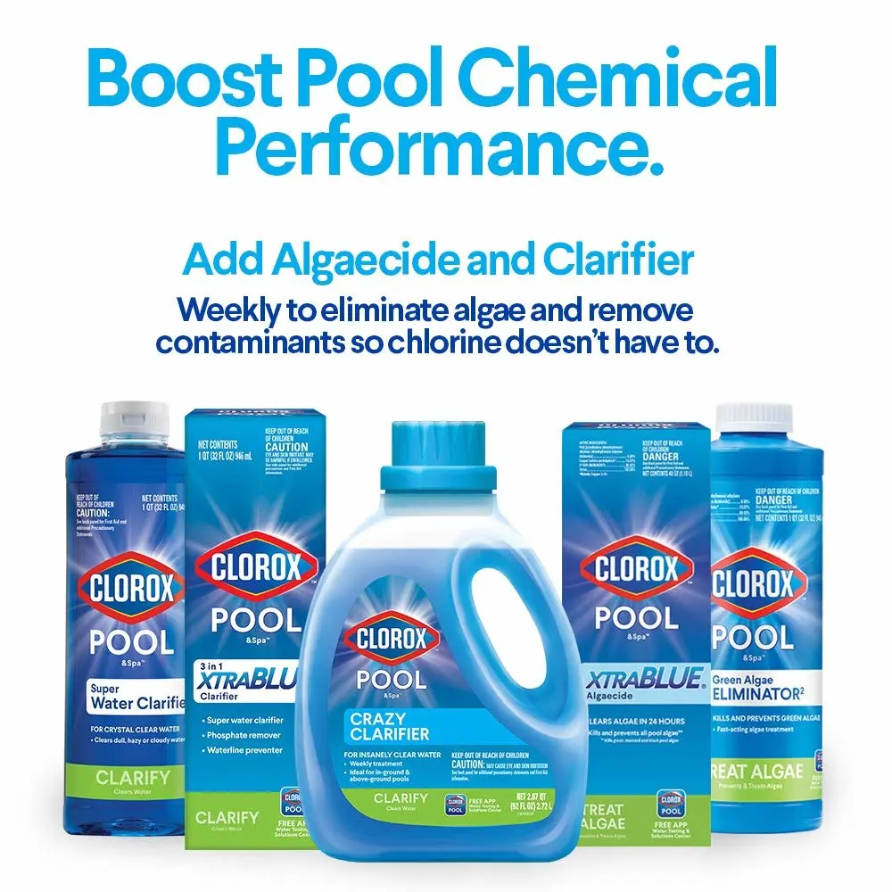 Clorox® Pool&Spa™ Swimming Pool Algaecide and Clarifier, Prevents and Treats Pool Algae, Clears Water, 128 Fl Oz (Pack of 1)