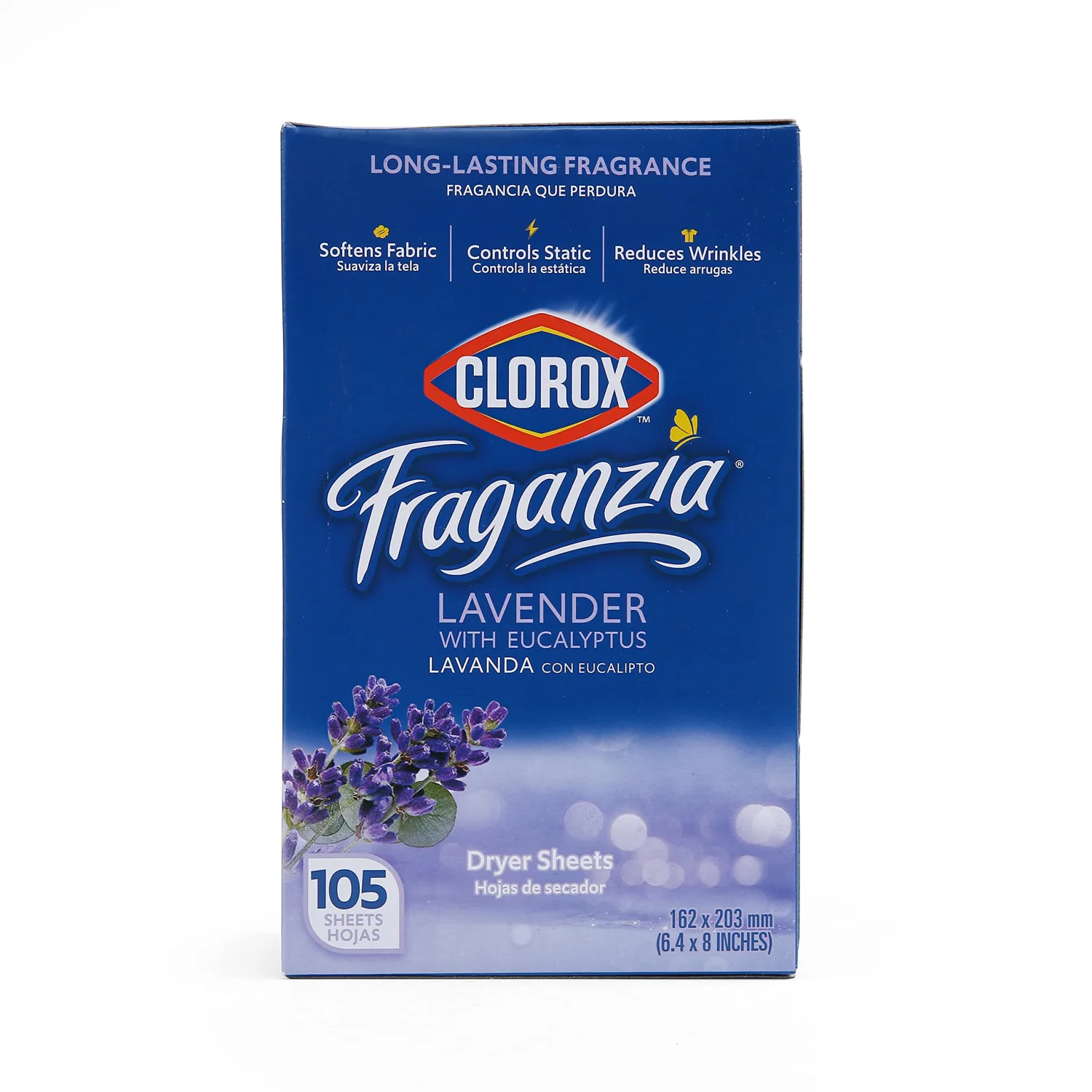 Clorox - BB0191 Fraganzia Fabric Softener Dryer Sheets | Scented Laundry Dryer Sheets for Great Smelling Clothes |Beautiful Lavender Scent Laundry Sheets, 105 Count