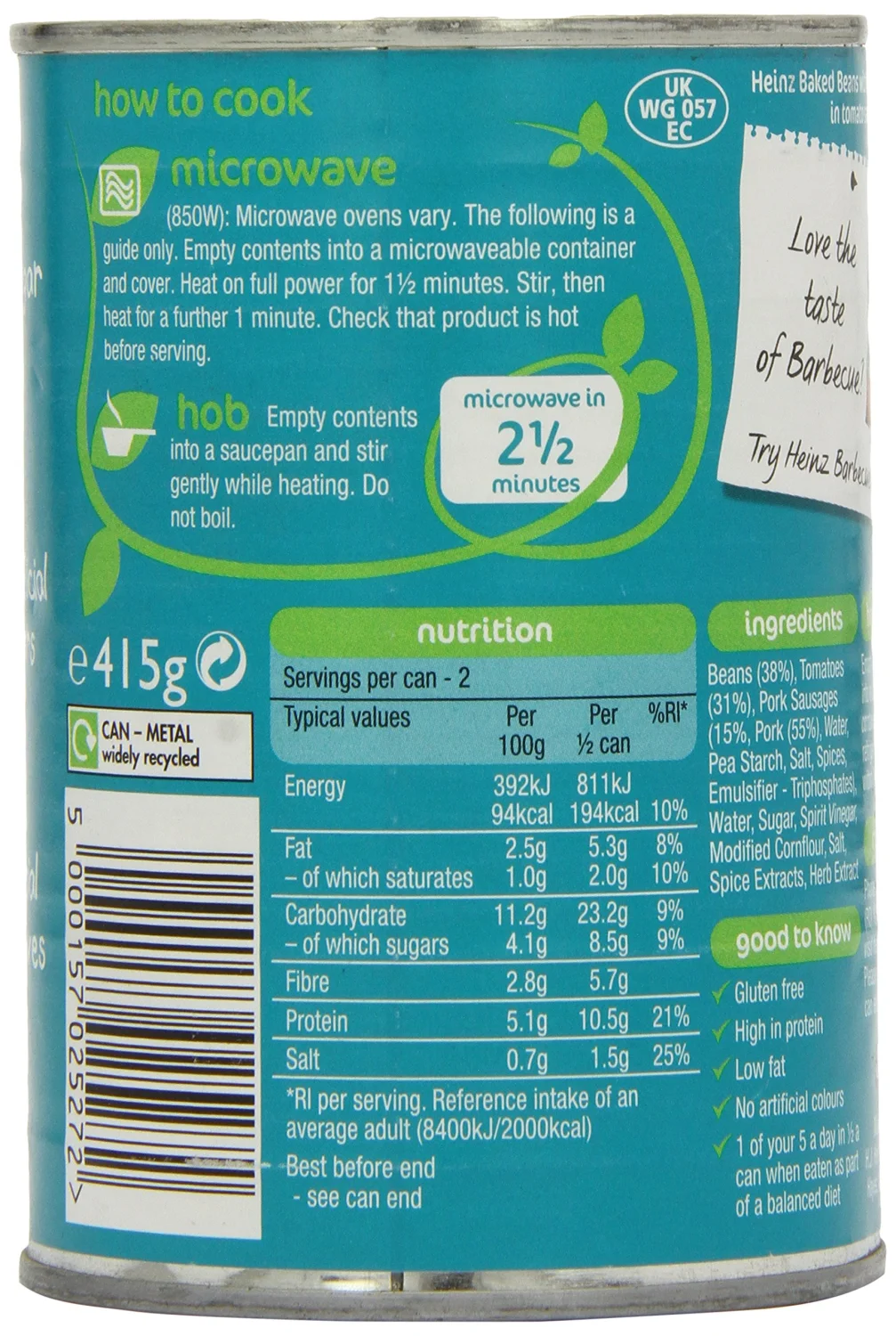 Heinz Baked Beans and Pork Sausages Large Size 415g by Heinz [Foods]
