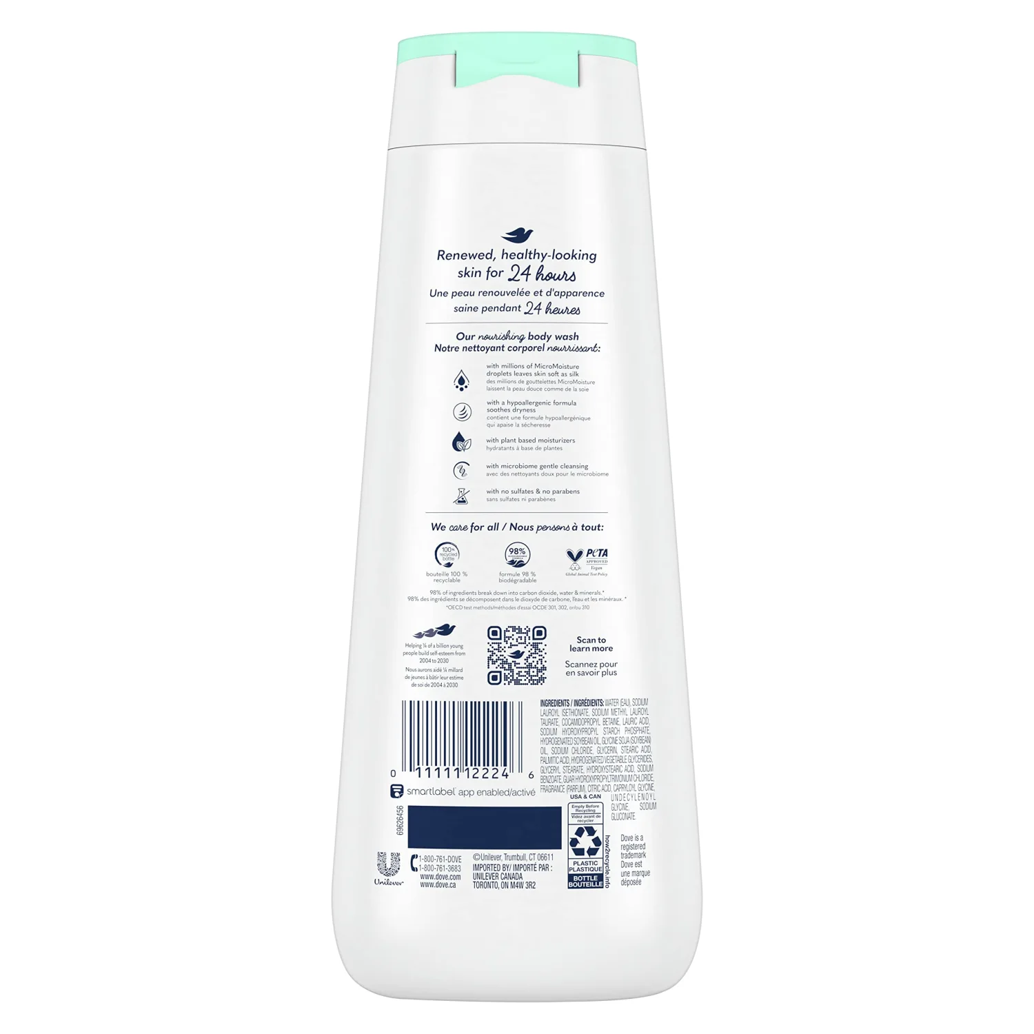 Dove Body Wash Sensitive Skin Hypoallergenic, Paraben-Free, Sulfate-Free, Cruelty-Free, Moisturizing Skin Cleanser Effectively Washes Away Bacteria While Nourishing Skin 20 oz